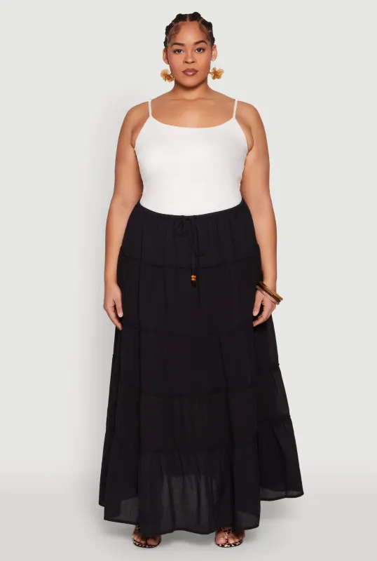 Plus Size Almost Famous Tiered Maxi Skirt sold by Rainbow