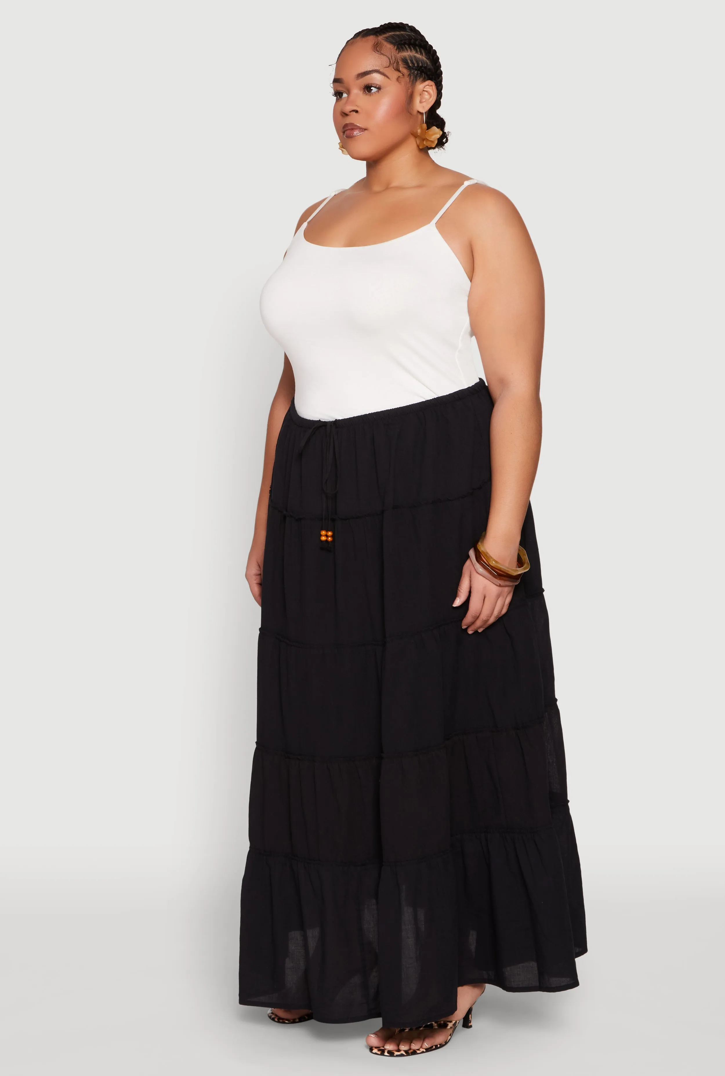 Plus Size Almost Famous Tiered Maxi Skirt sold by Rainbow product image thumbnail 3