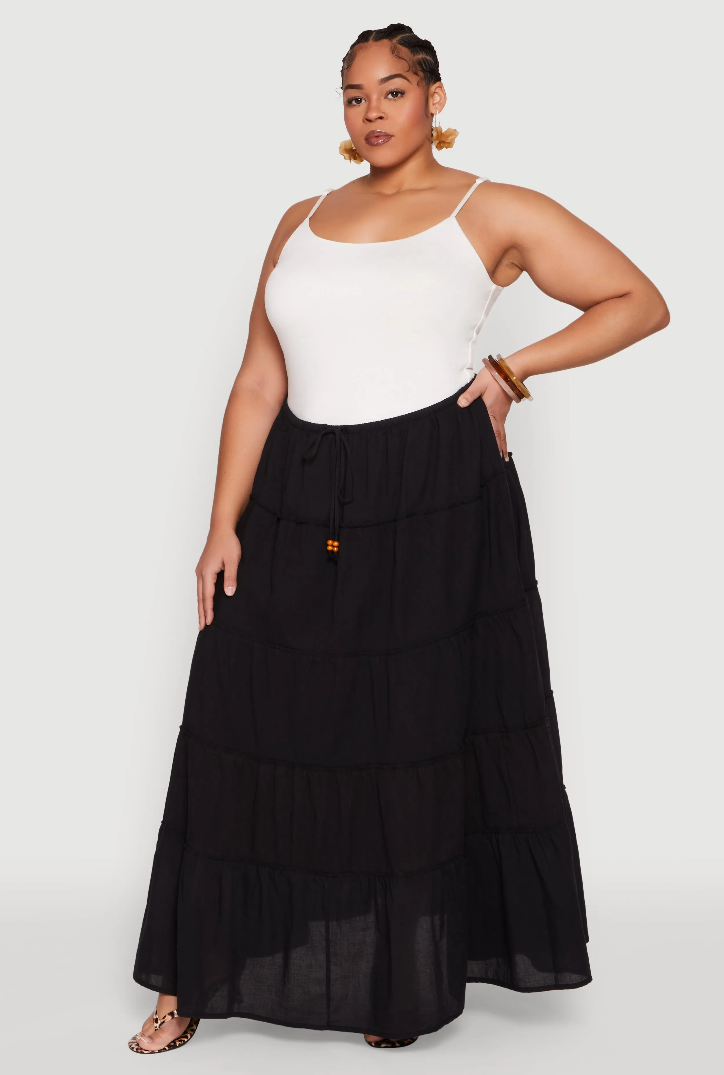 Plus Size Almost Famous Tiered Maxi Skirt sold by Rainbow product image thumbnail 2