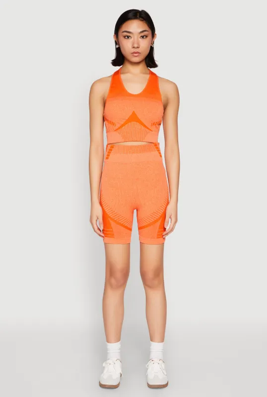 Seamless Rib Knit Two Tone Racerback Tank Top and Shorts sold by Rainbow