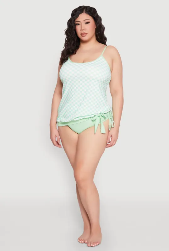 Plus Size Printed Tankini and Bikini Bottoms Set sold by Rainbow