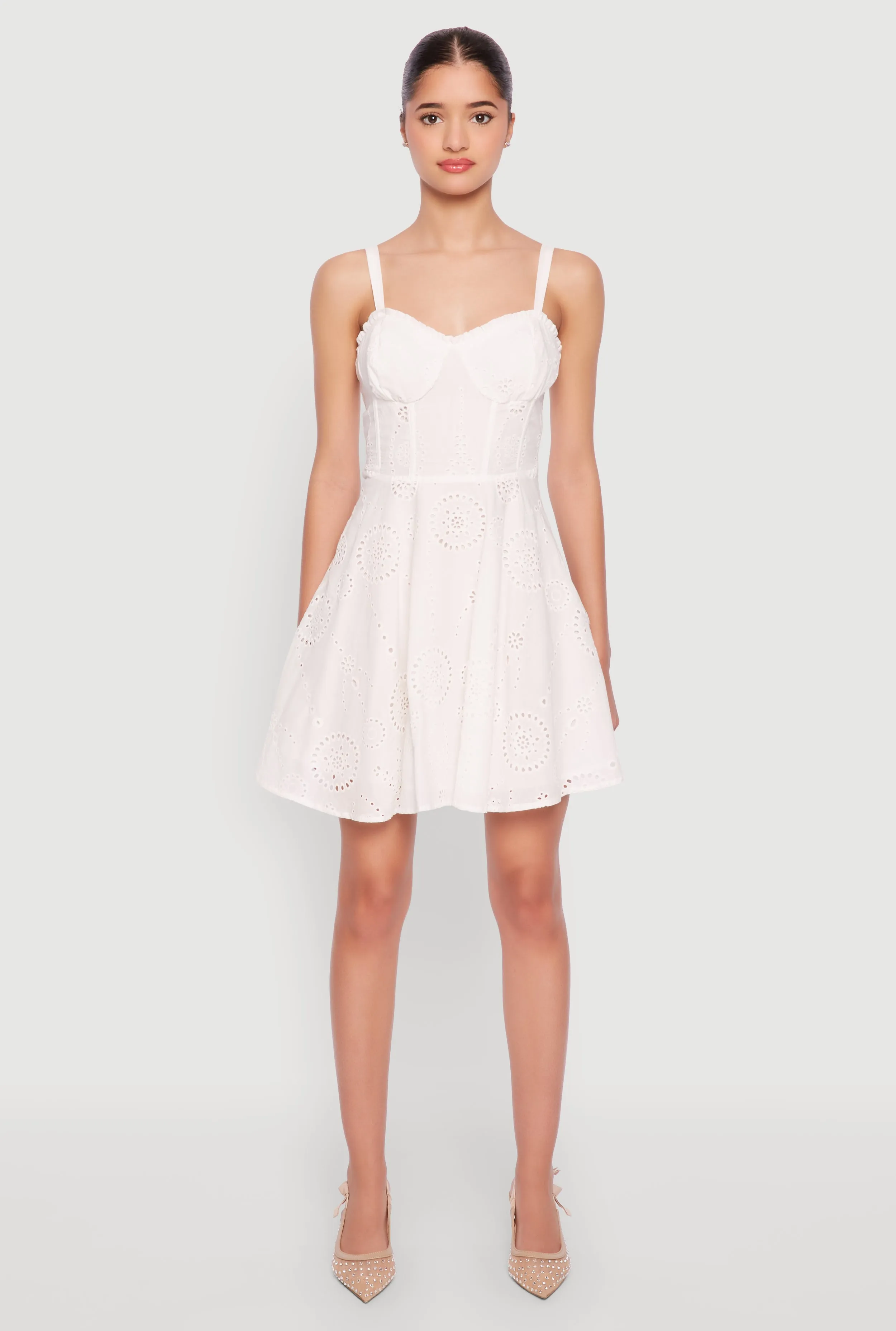 Iris Poplin Eyelet Bustier Skater Dress sold by Rainbow