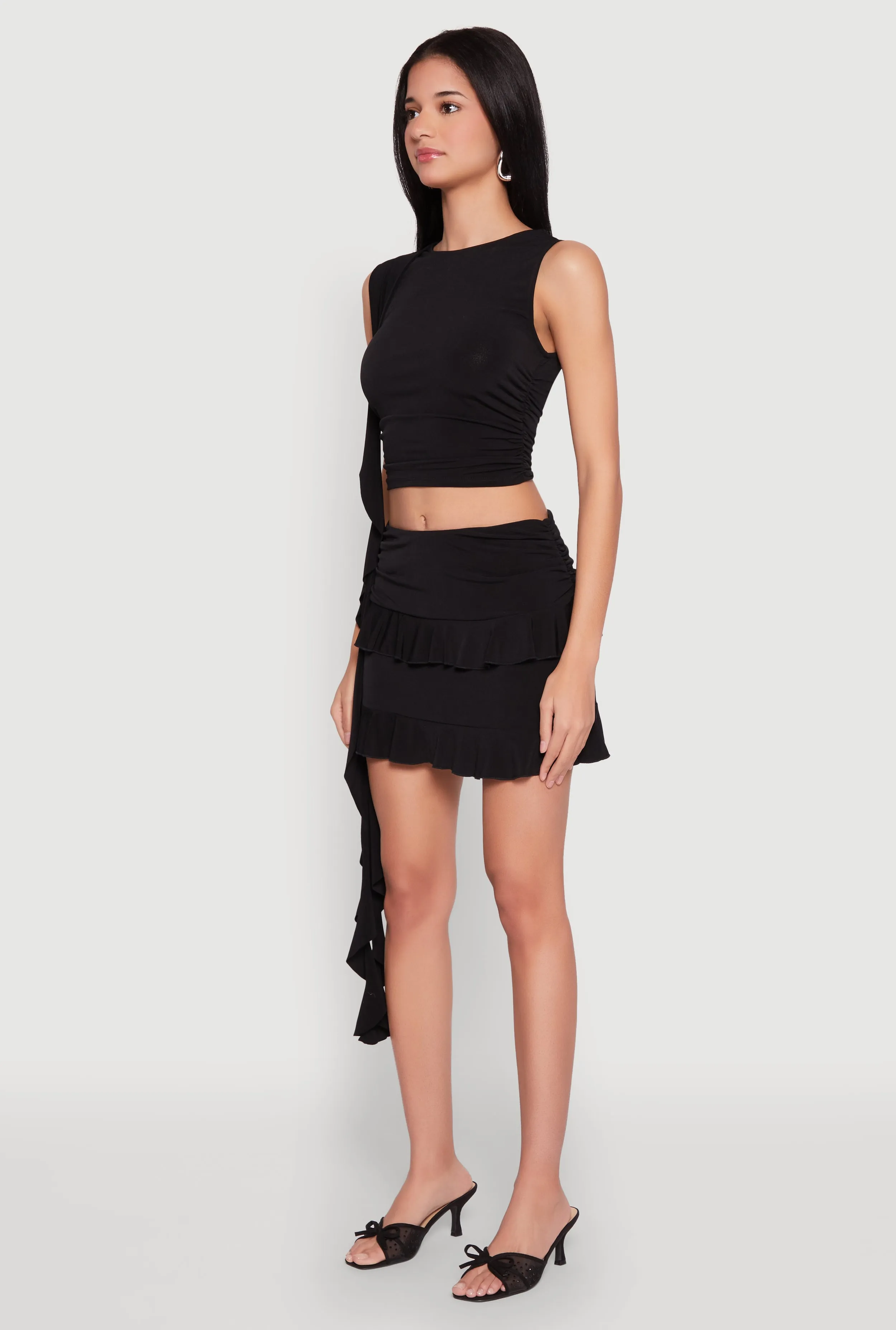 Ruffle Draped Tiered Mini Skirt sold by Rainbow product image thumbnail 3