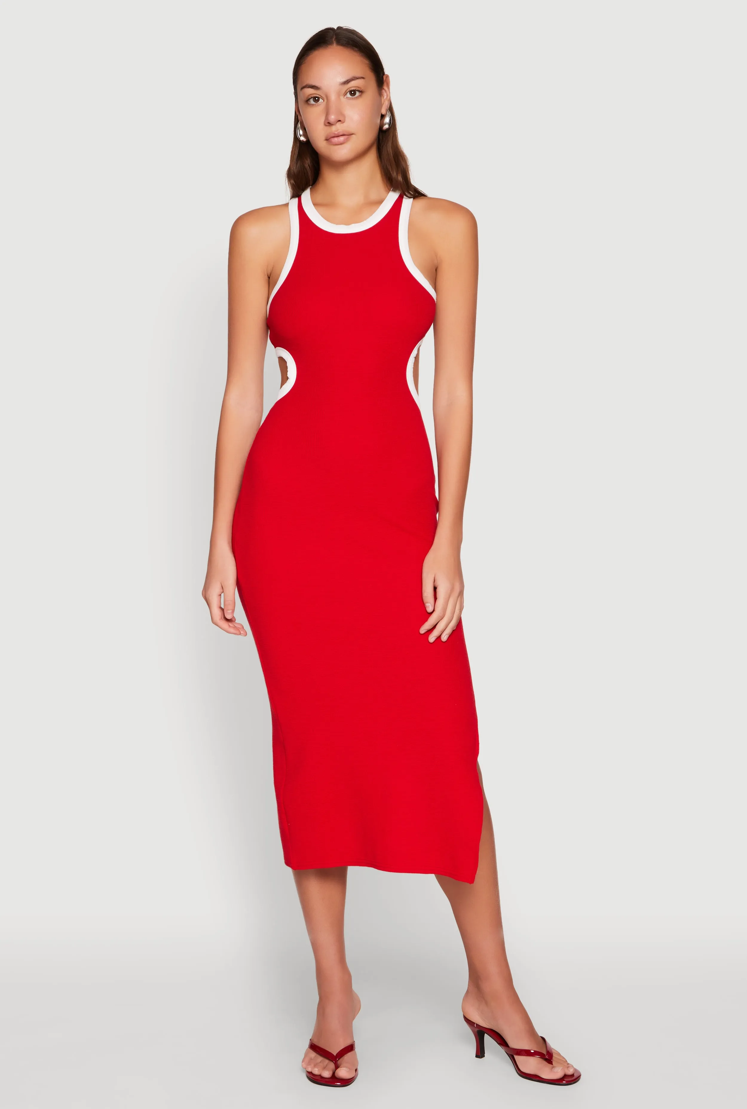 Contrast Trim Cut Out Tank Dress sold by Rainbow