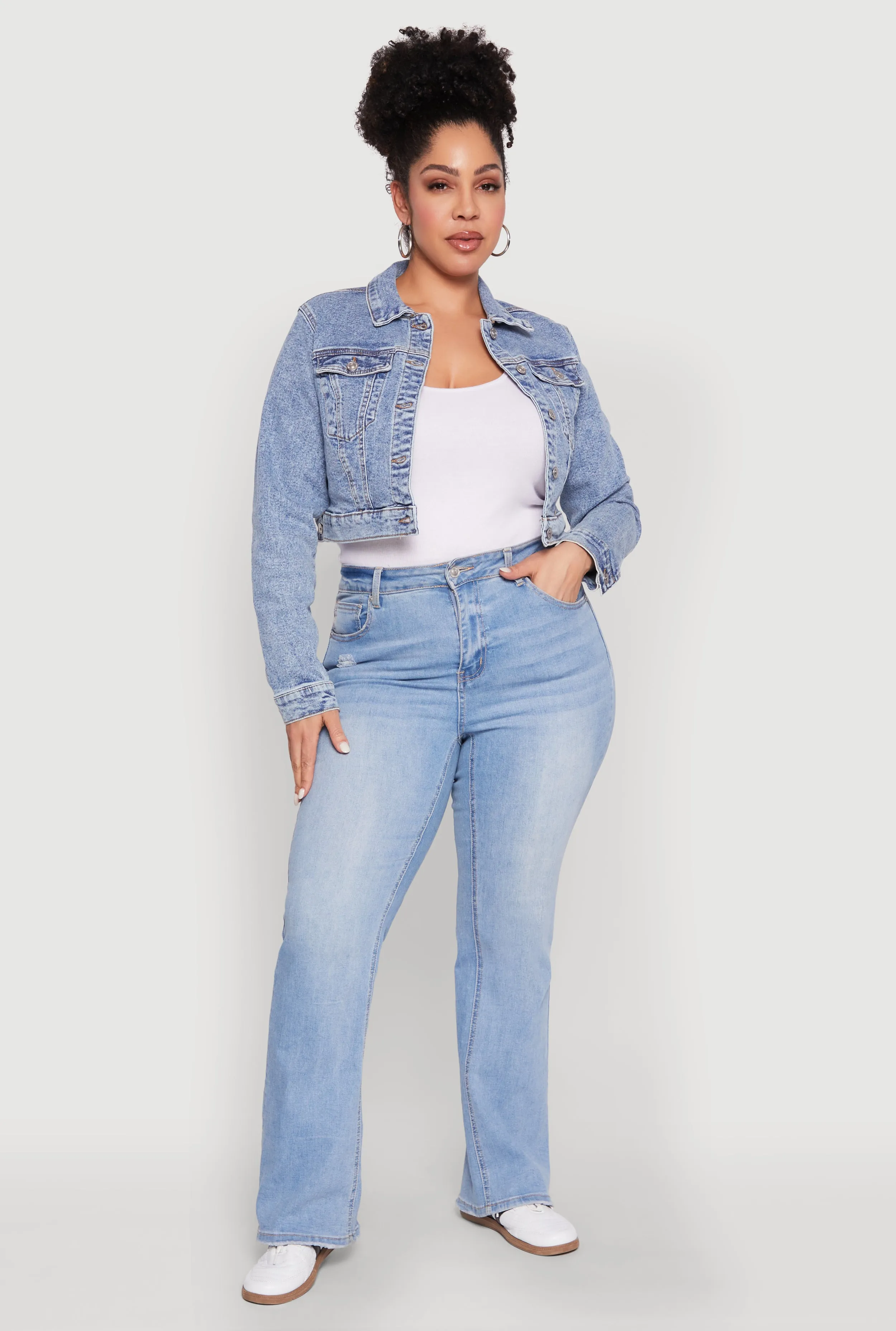 Plus Size WAX Cropped Jean Jacket sold by Rainbow