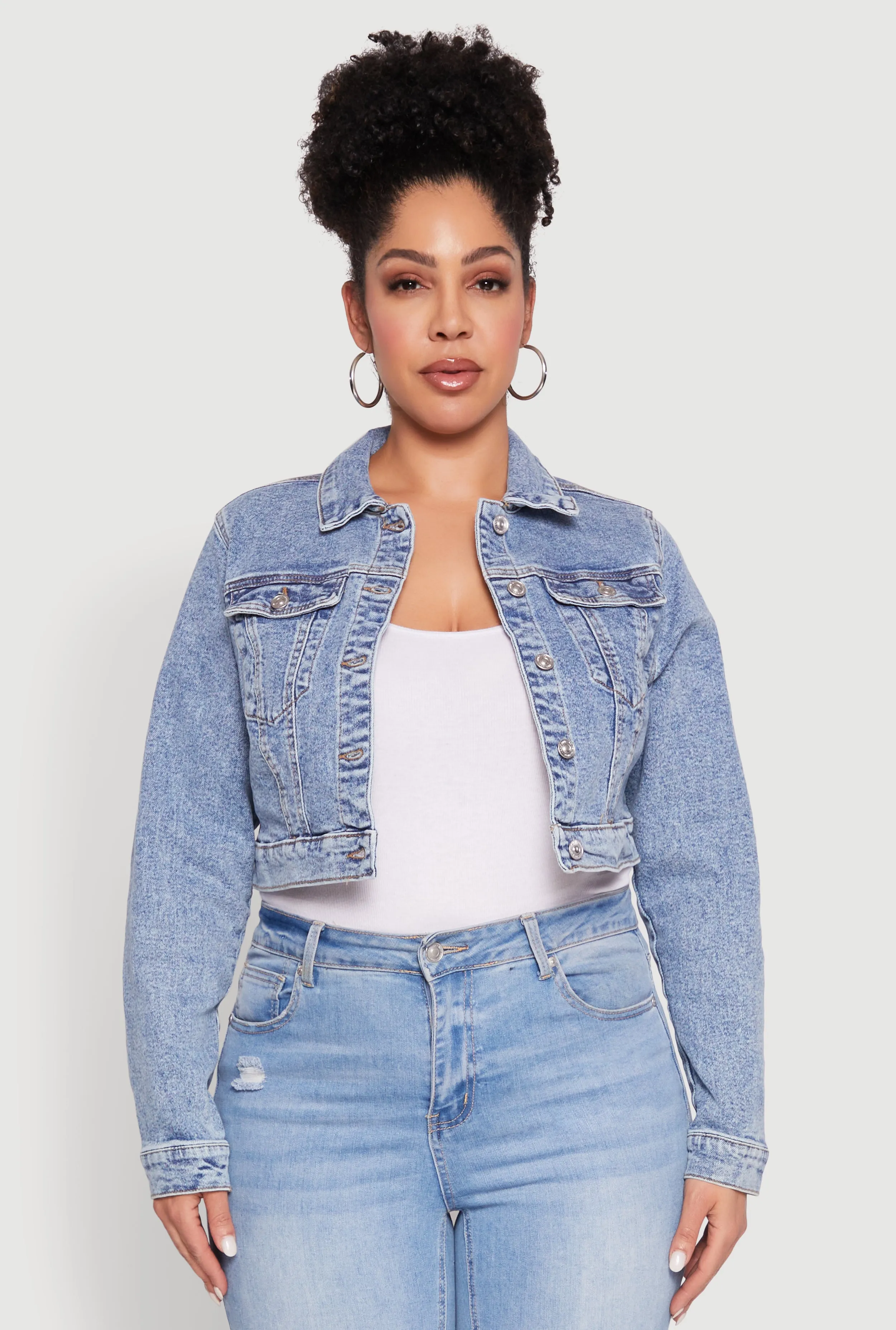 Plus Size WAX Cropped Jean Jacket sold by Rainbow product image thumbnail 2
