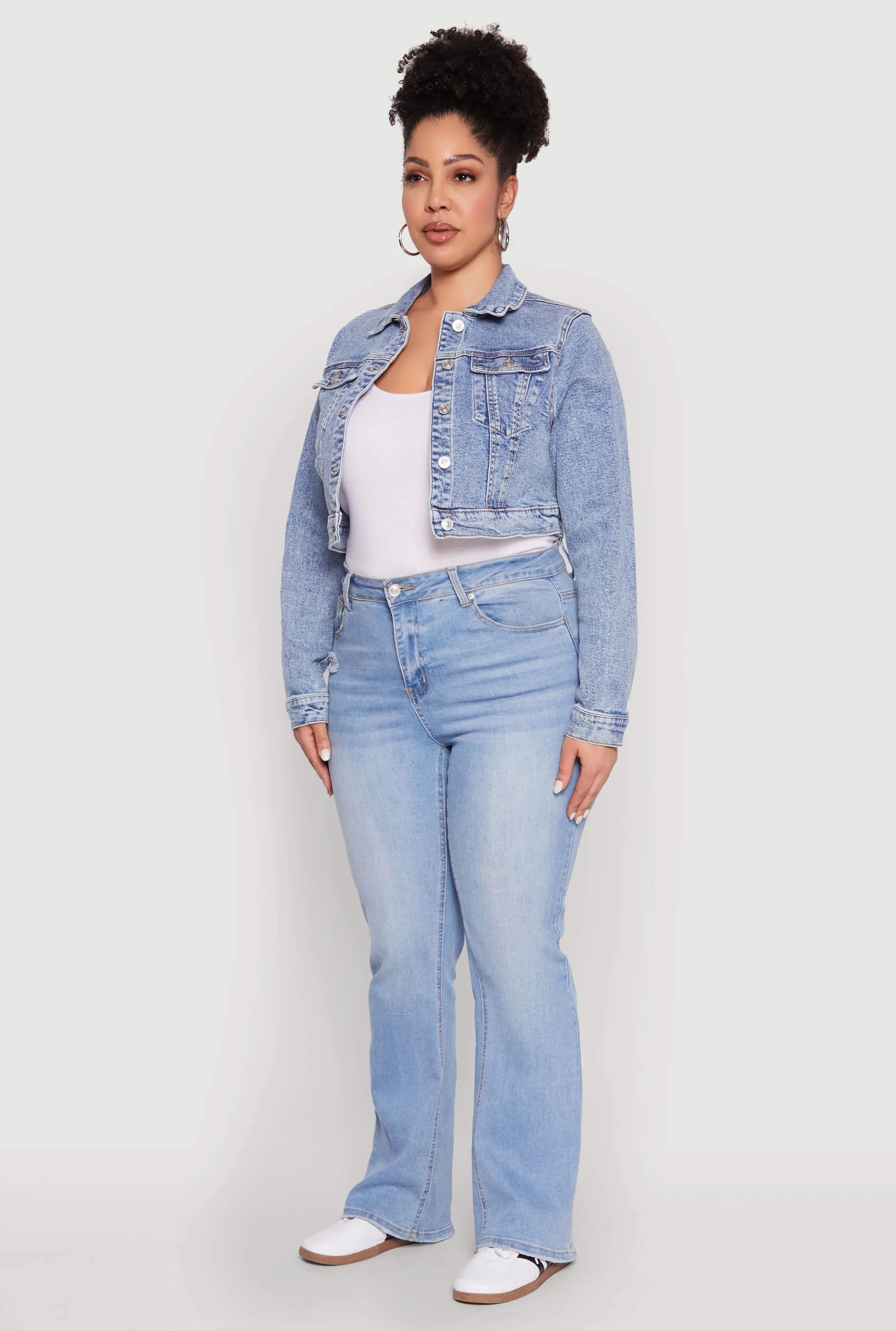 Plus Size WAX Cropped Jean Jacket sold by Rainbow product image thumbnail 5