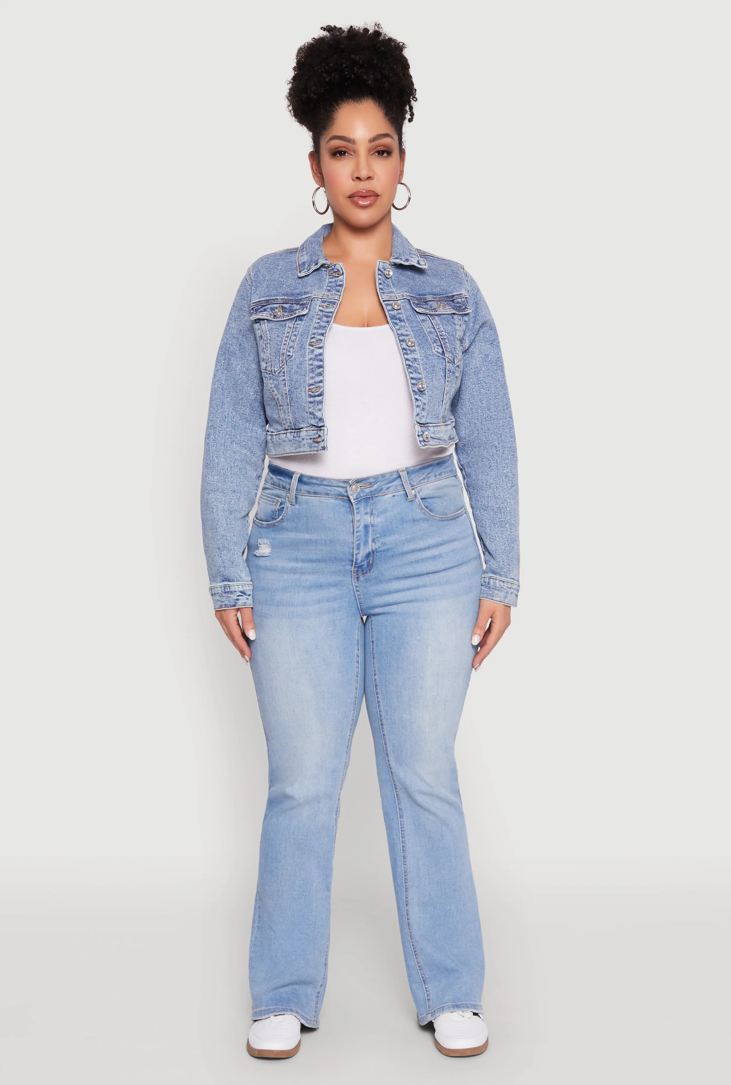 Plus Size WAX Cropped Jean Jacket sold by Rainbow product image thumbnail 3