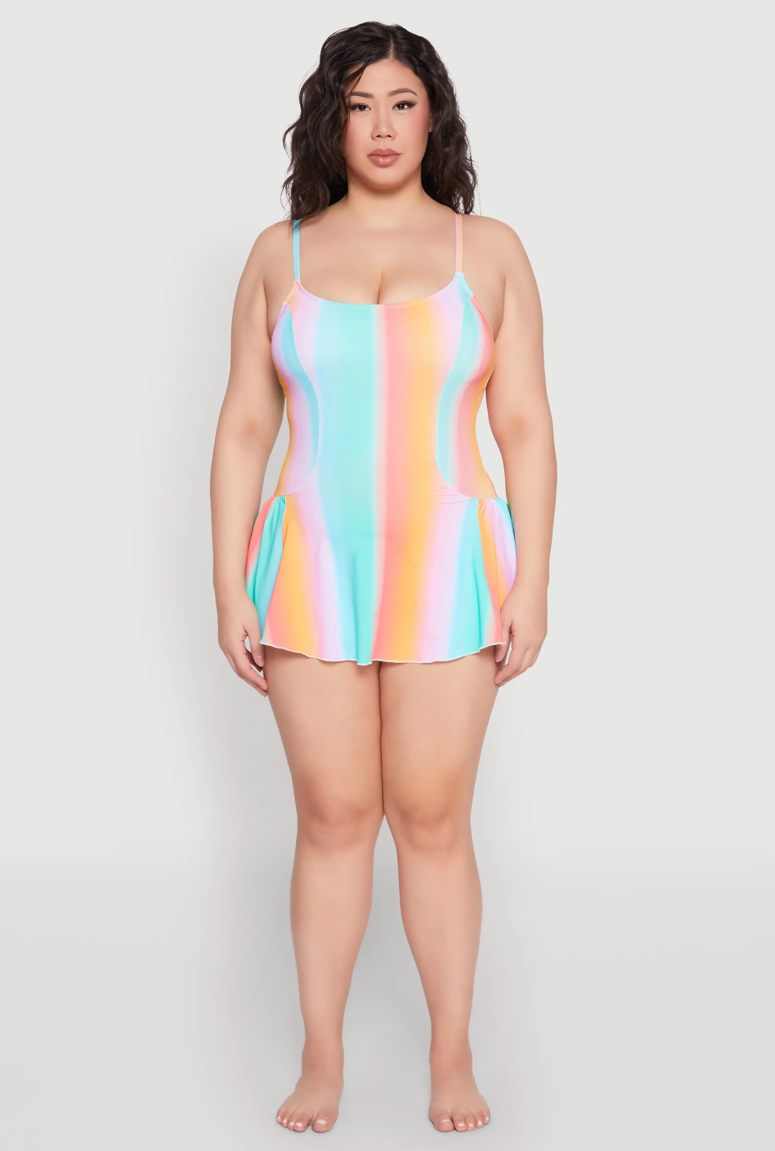 Plus Size Ombre Scoop Neck Swim Dress sold by Rainbow product image thumbnail 3