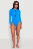 Zip Front Rash Guard One Piece Swimsuit sold by Rainbow