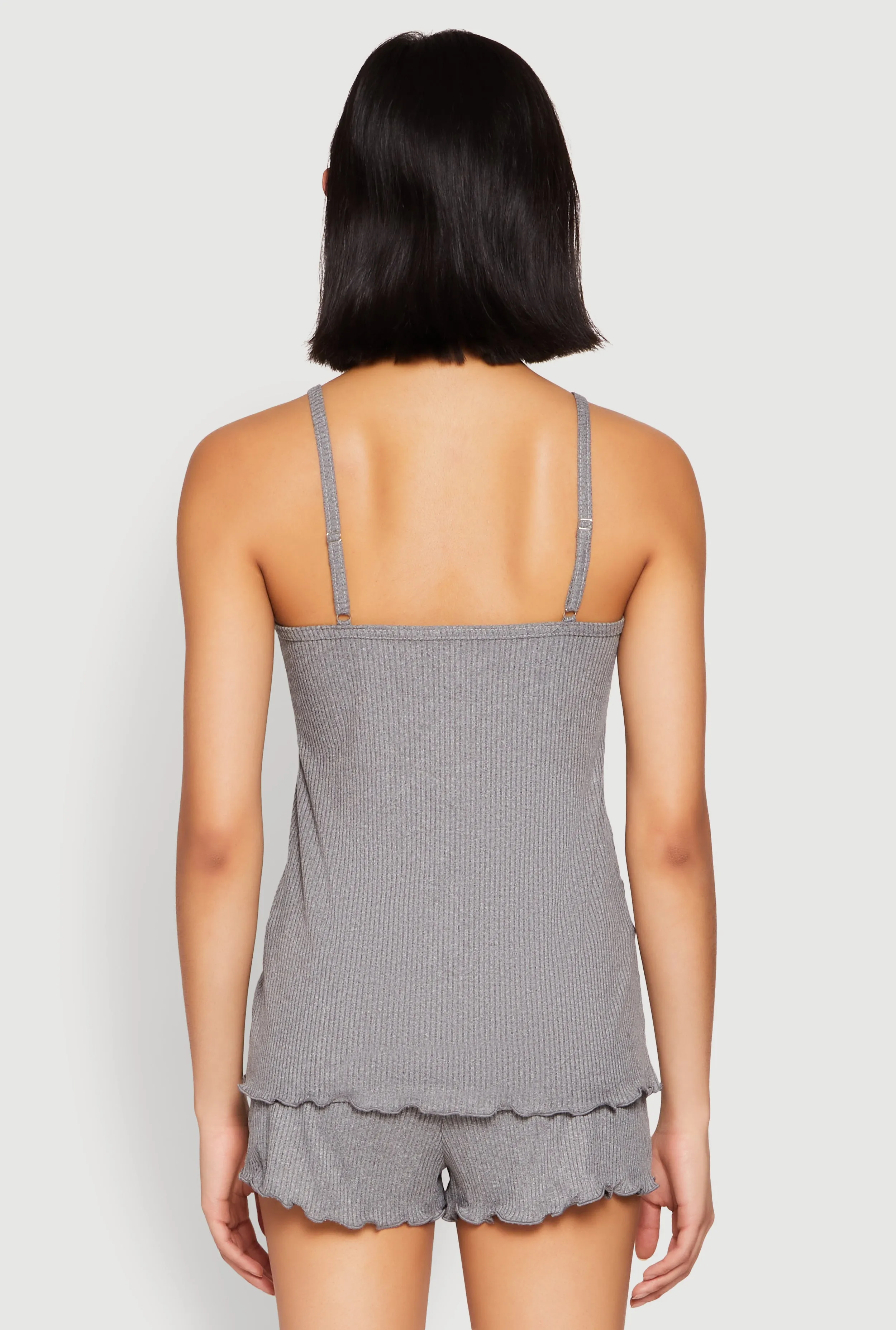 Rib Knit Lettuce Edge Pajama Cami with Shorts sold by Rainbow product image thumbnail 3