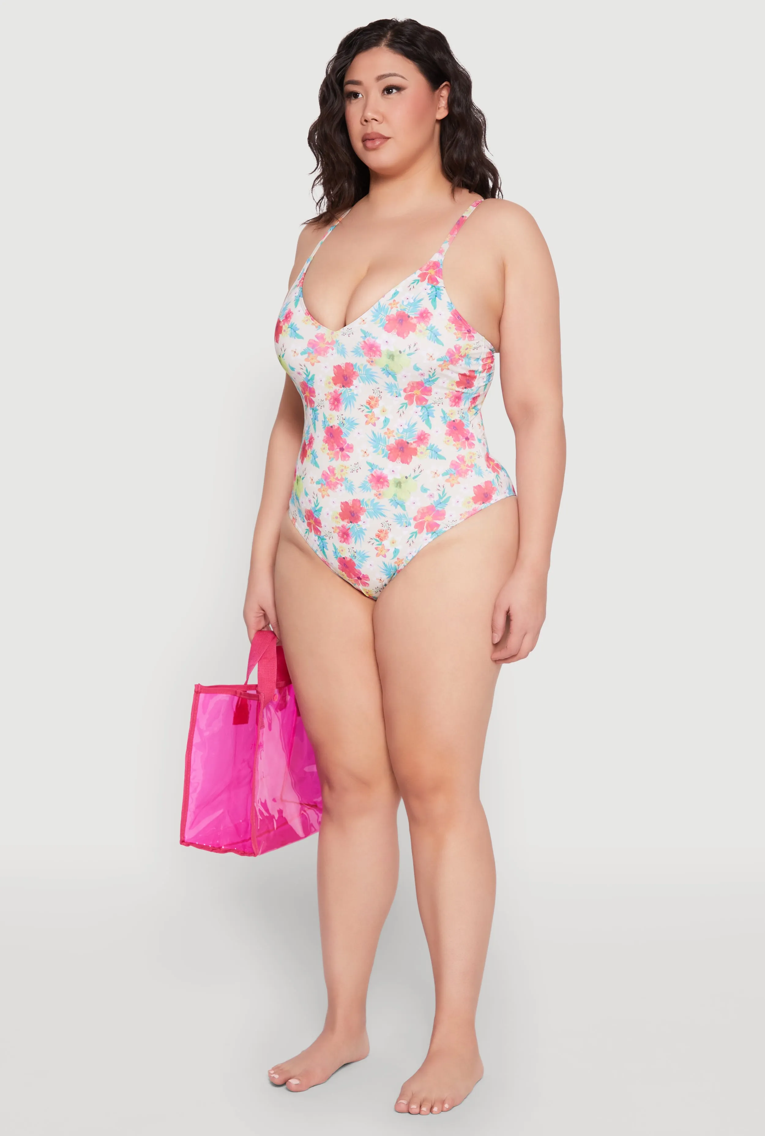 Plus Size Tropical Floral Print One Piece Swimsuit sold by Rainbow product image thumbnail 5