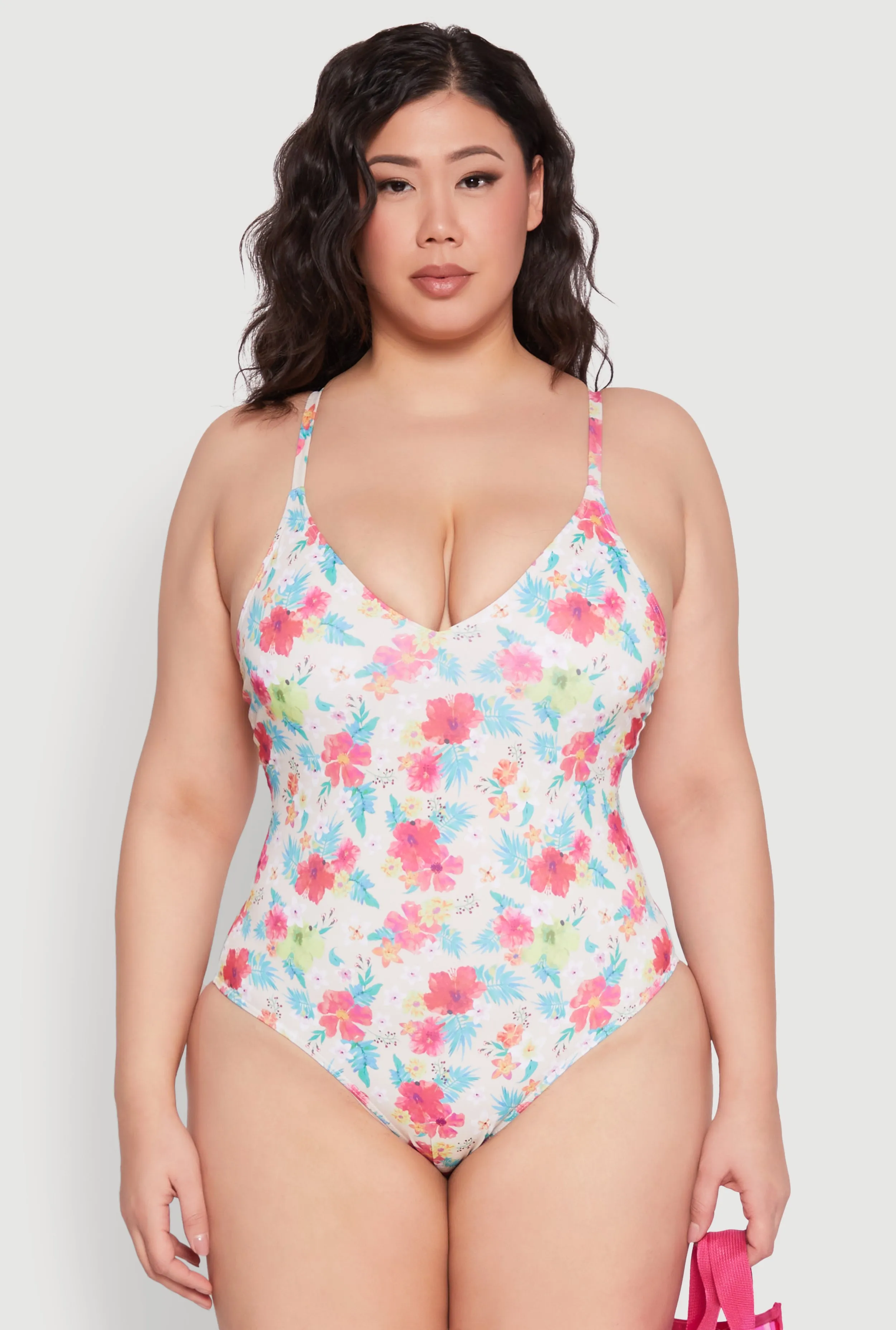 Plus Size Tropical Floral Print One Piece Swimsuit sold by Rainbow product image thumbnail 2