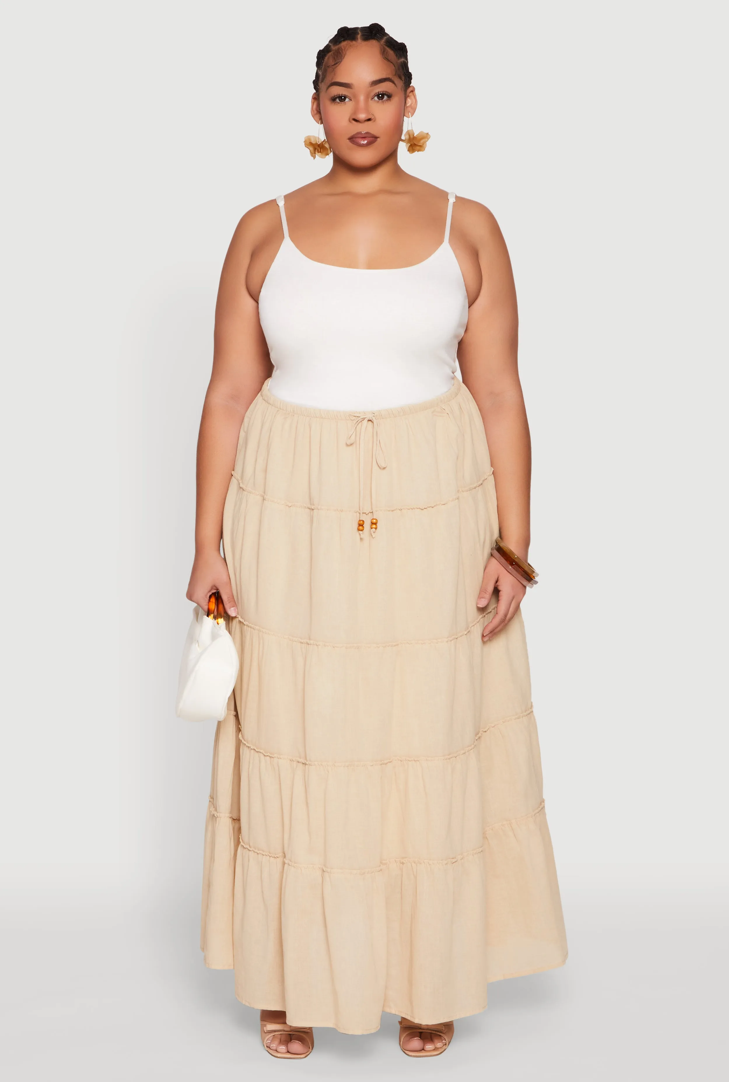 Plus Size Almost Famous Tiered Maxi Skirt sold by Rainbow product image thumbnail 2