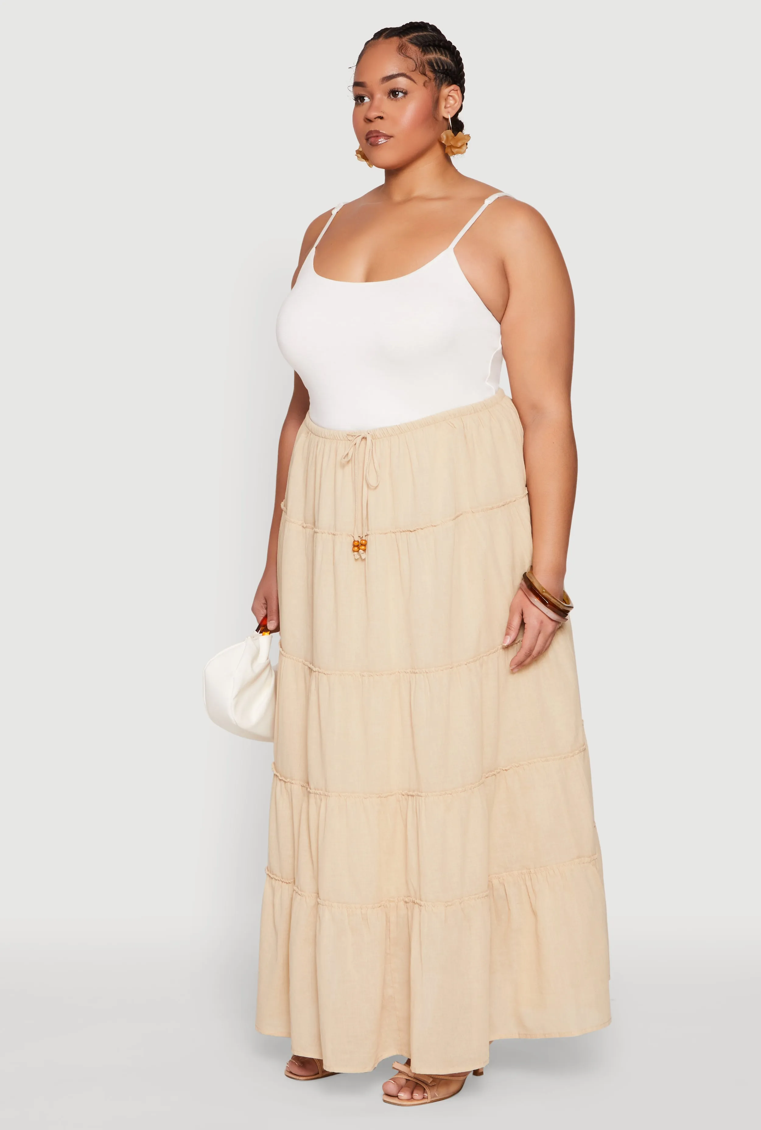 Plus Size Almost Famous Tiered Maxi Skirt sold by Rainbow product image thumbnail 3