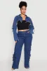 Plus Size Daisy Cargo Pocket Sleeve Denim Bolero Jacket sold by Rainbow