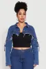 Plus Size Daisy Cargo Pocket Sleeve Denim Bolero Jacket sold by Rainbow