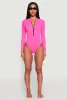 Zip Front Rash Guard One Piece Swimsuit sold by Rainbow