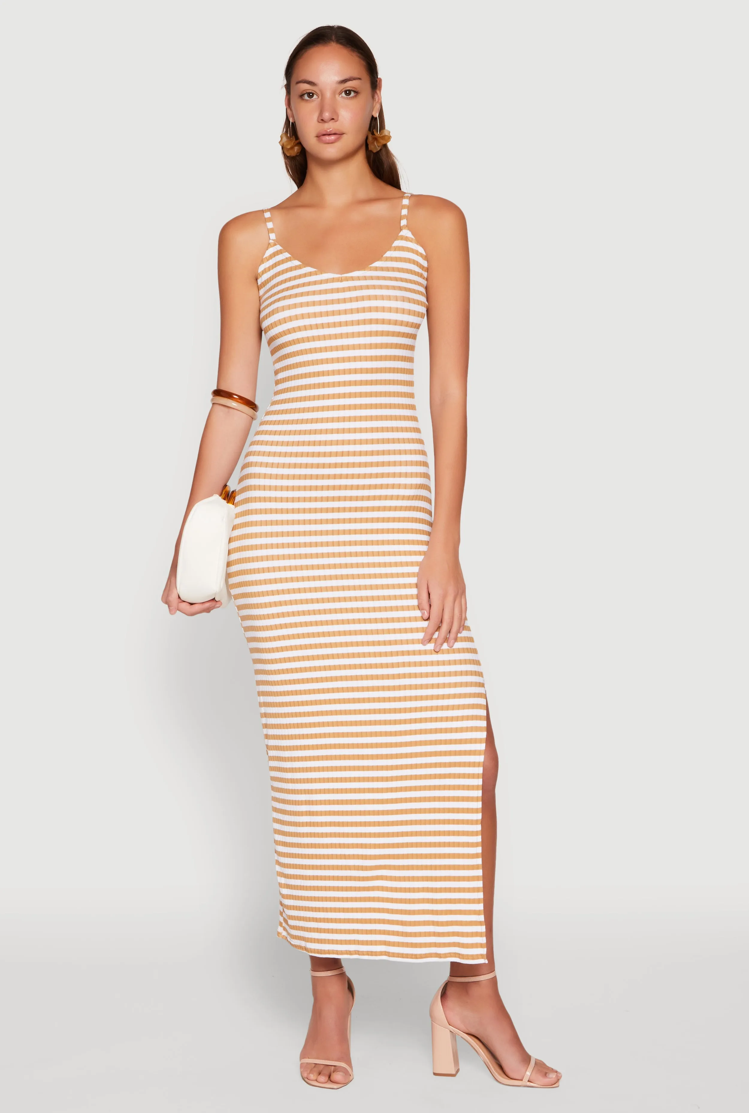 Striped Ribbed Knit Cami Dress sold by Rainbow product image thumbnail 2