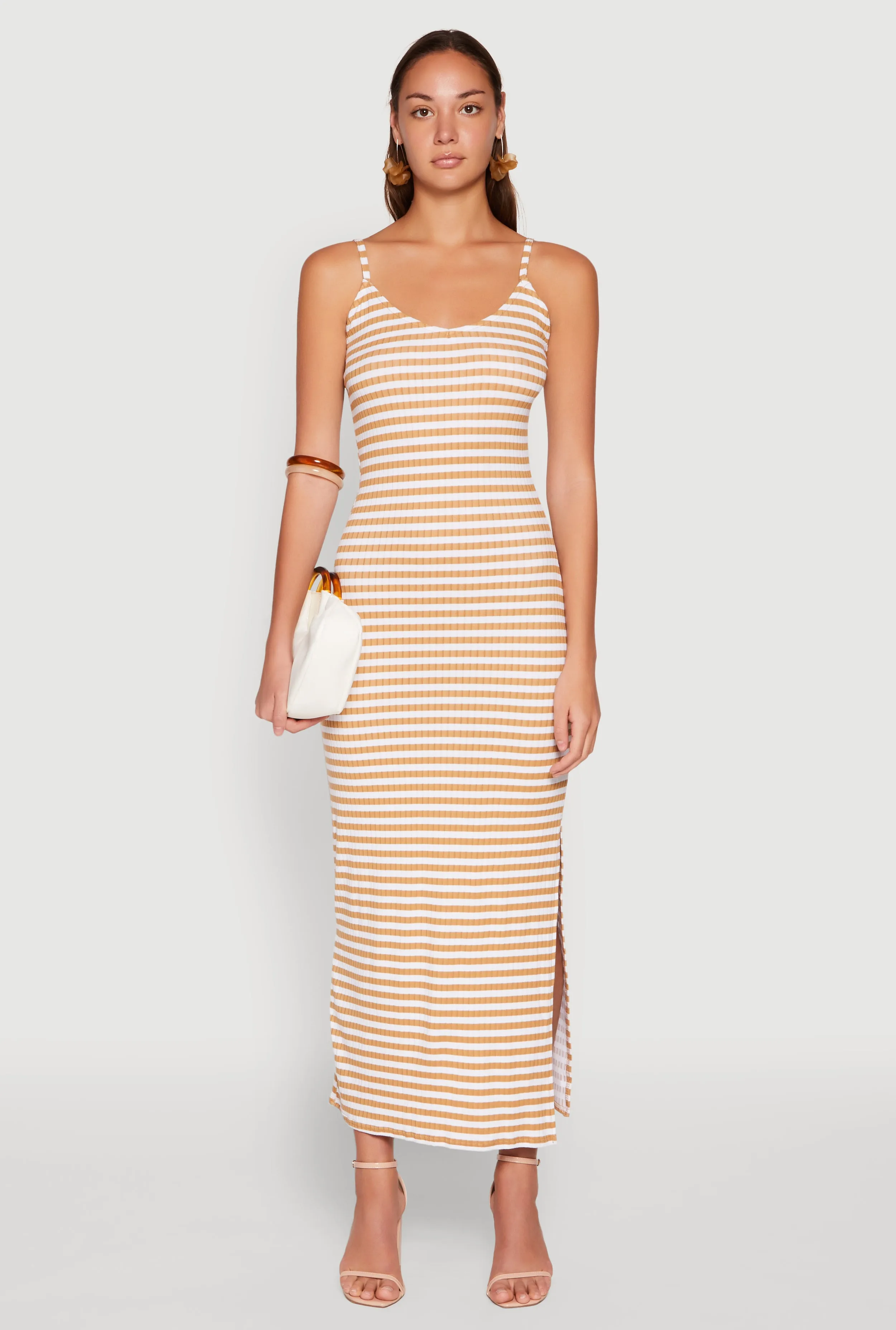 Striped Ribbed Knit Cami Dress sold by Rainbow