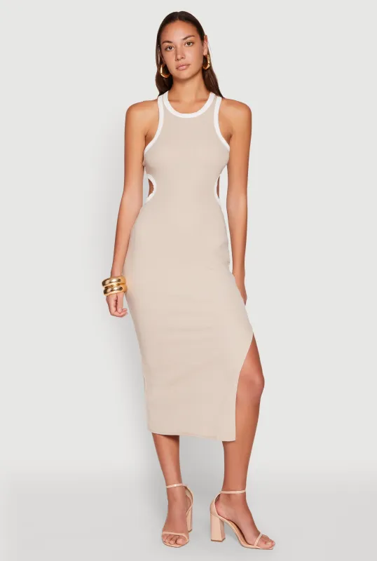 Contrast Trim Cut Out Tank Dress sold by Rainbow