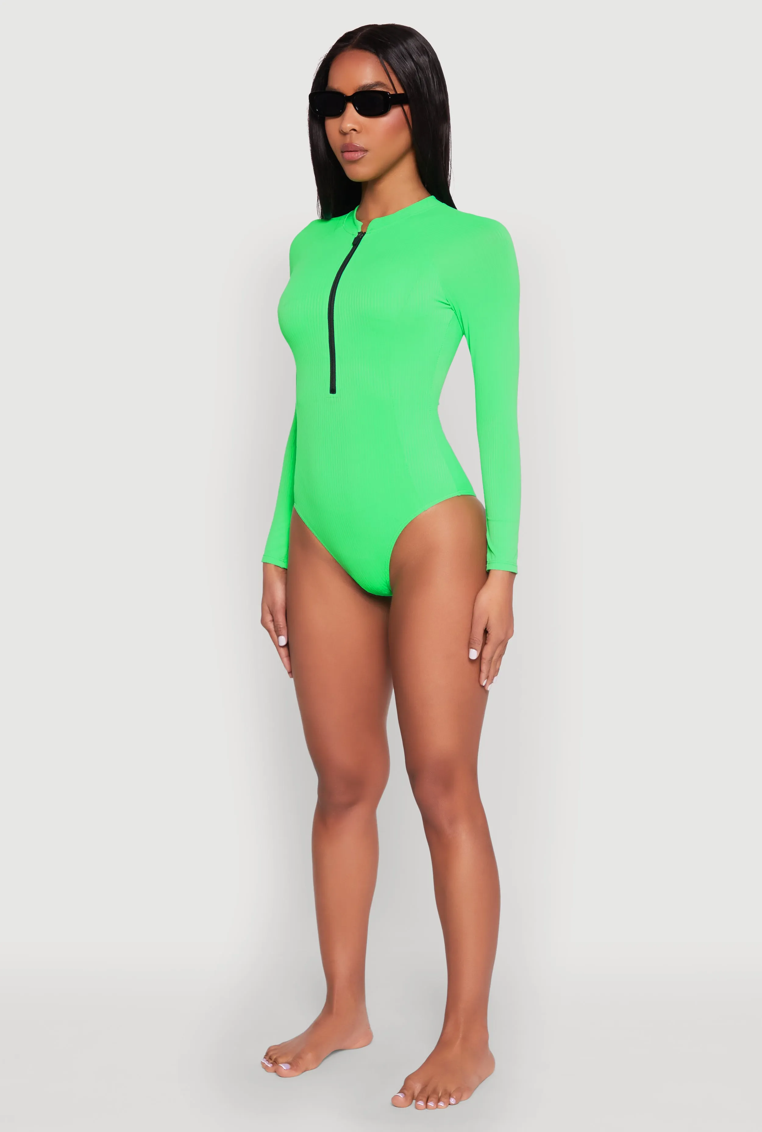 Zip Front Rash Guard One Piece Swimsuit sold by Rainbow product image thumbnail 5