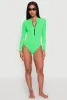 Zip Front Rash Guard One Piece Swimsuit sold by Rainbow