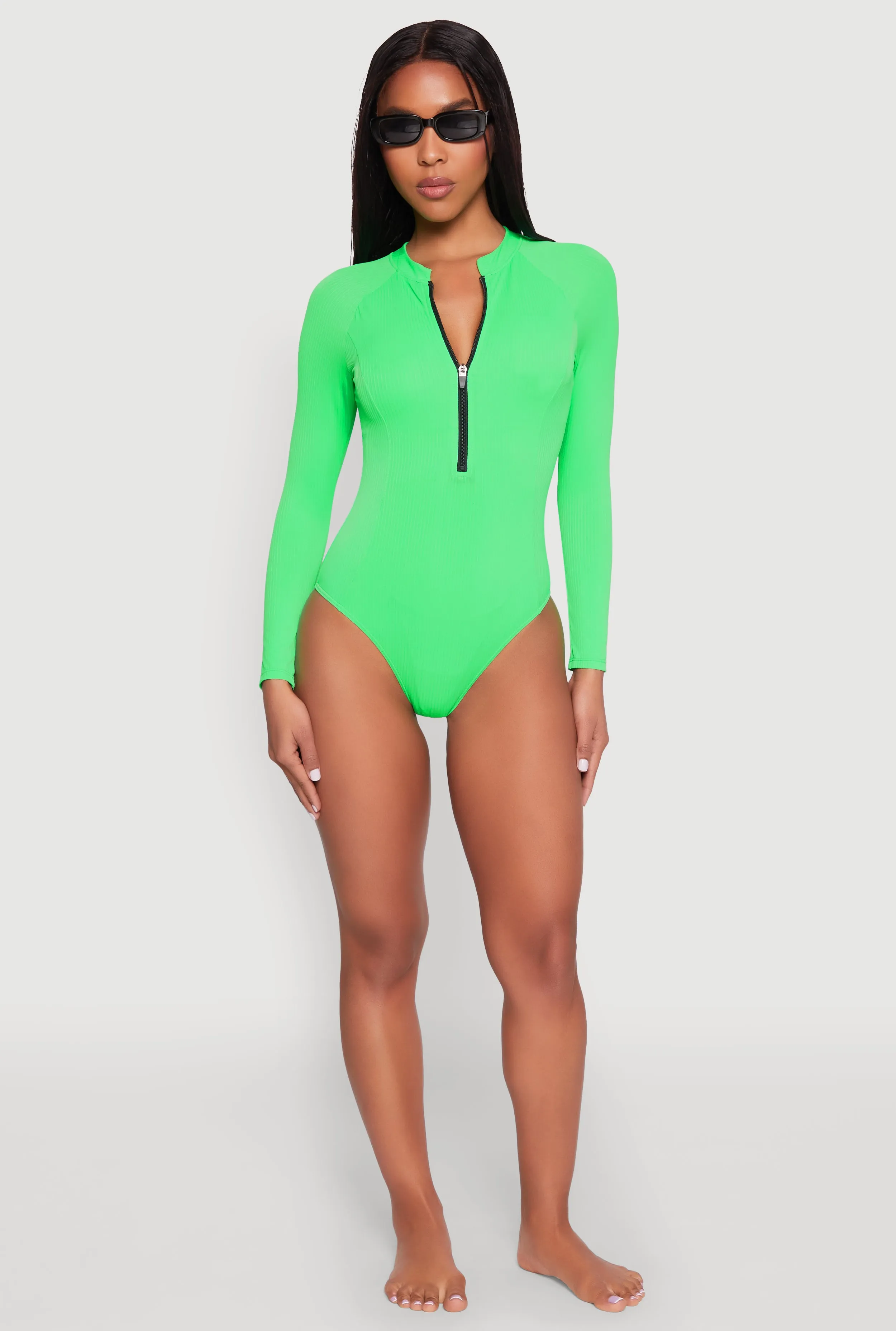 Zip Front Rash Guard One Piece Swimsuit sold by Rainbow product image thumbnail 3