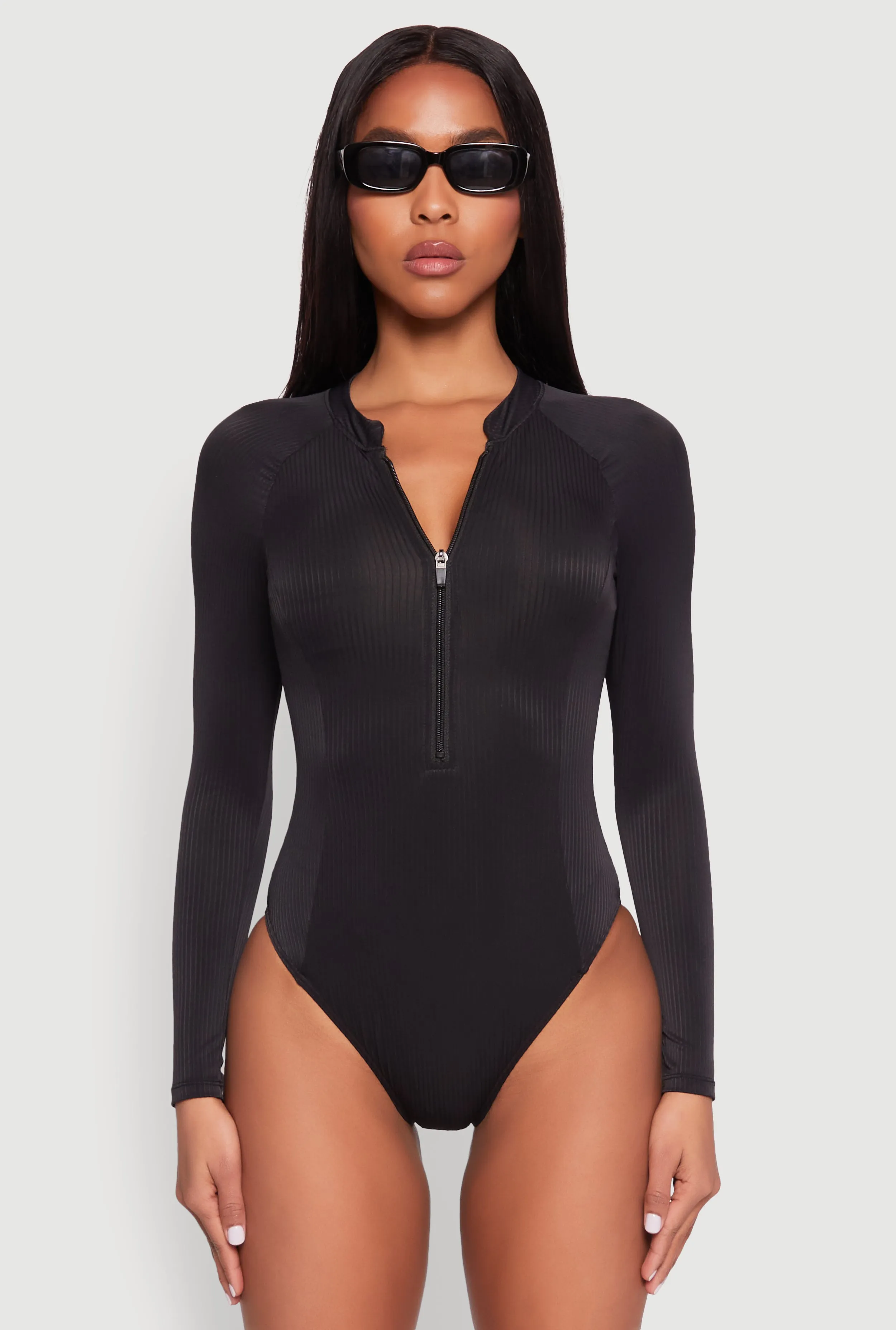 Zip Front Rash Guard One Piece Swimsuit sold by Rainbow product image thumbnail 2
