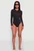 Zip Front Rash Guard One Piece Swimsuit sold by Rainbow