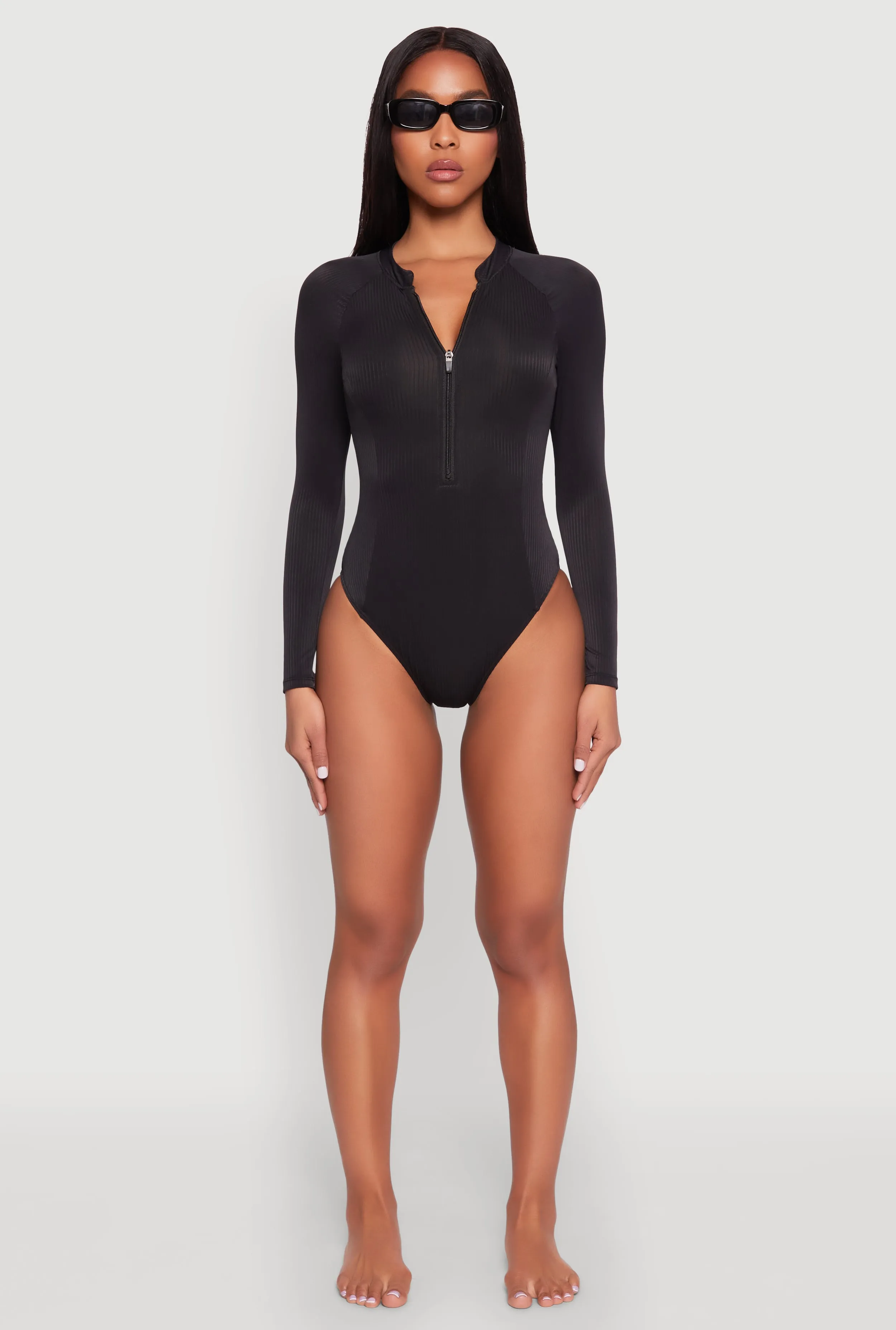 Zip Front Rash Guard One Piece Swimsuit sold by Rainbow product image thumbnail 3