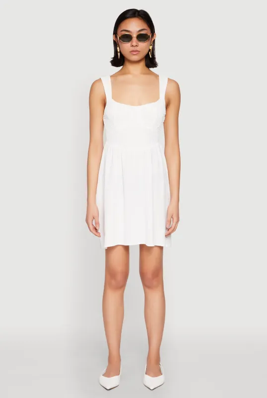 Airy Crepe Knit Bustier Skater Dress sold by Rainbow