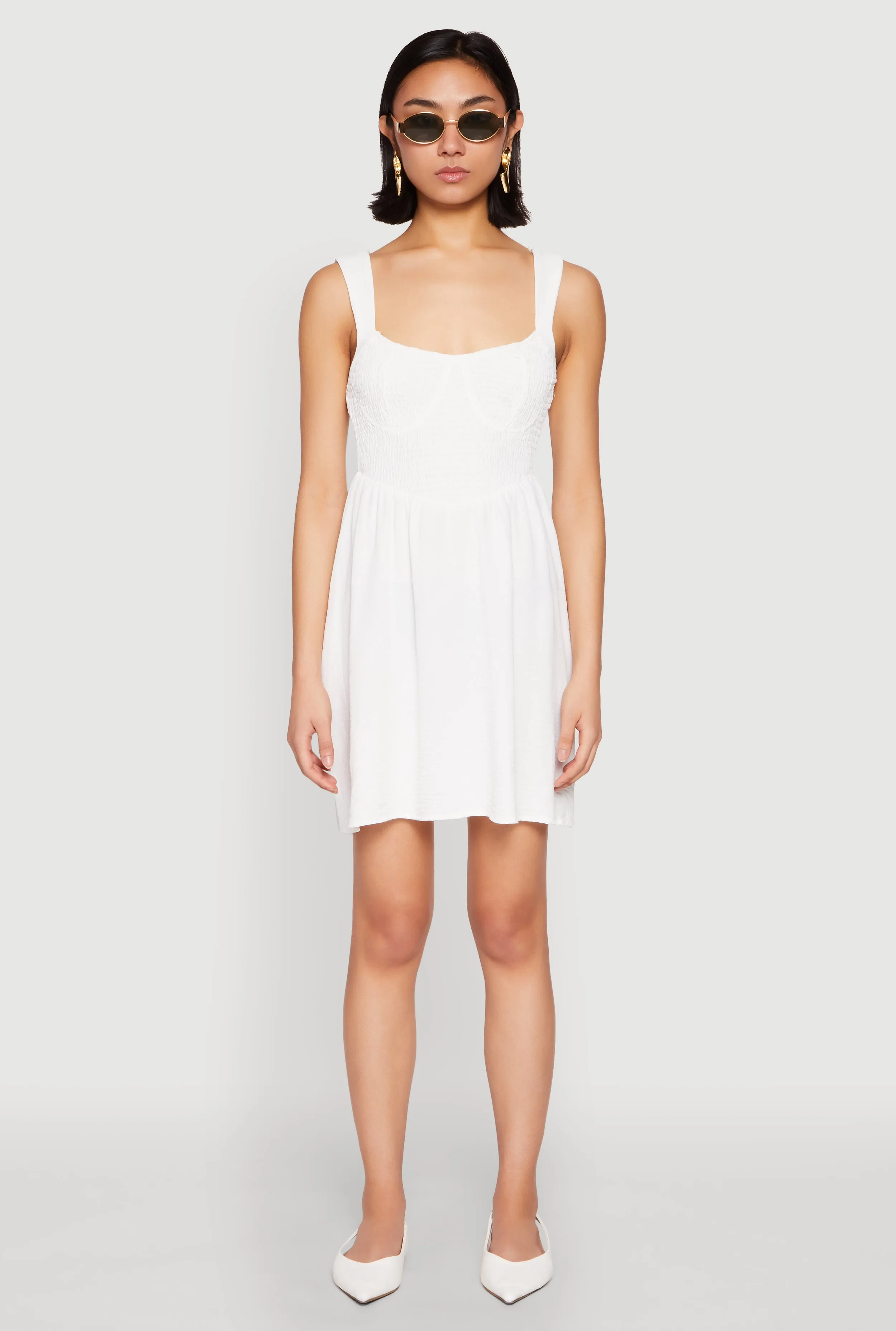 Airy Crepe Knit Bustier Skater Dress sold by Rainbow