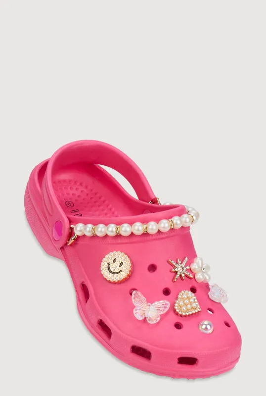 Faux Pearl Rhinestone Charm Slingback Clogs sold by Rainbow