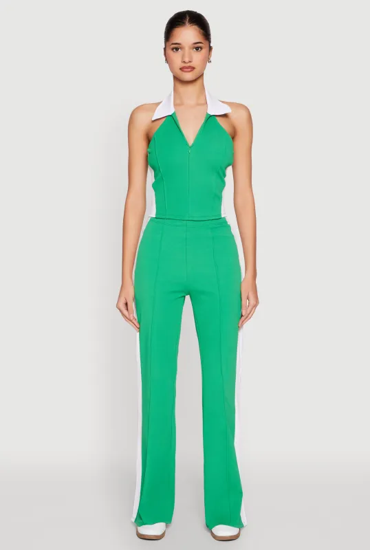 Side Stripe Slit Hem Pintuck Pants sold by Rainbow