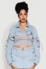 Plus Size Daisy Cargo Pocket Sleeve Denim Bolero Jacket sold by Rainbow