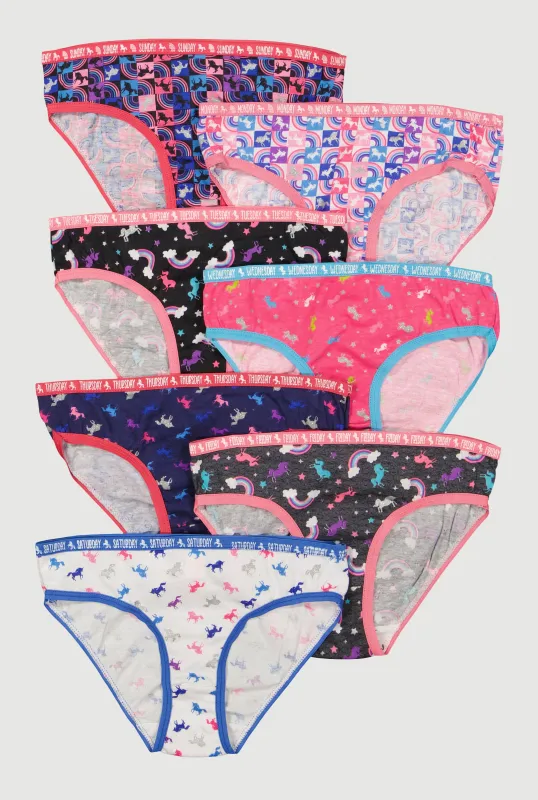 Girls Unicorn Printed Days of The Week Panties 7 Pack sold by Rainbow