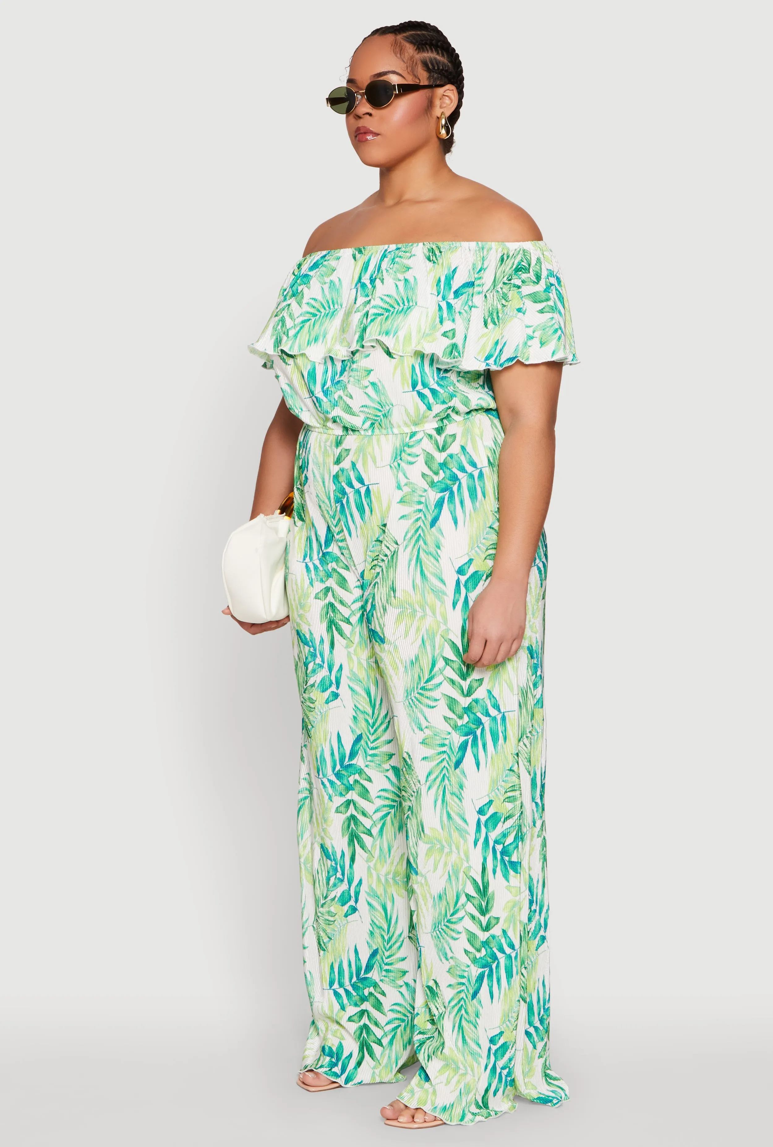 Plus Size Almost Famous Leaf Print Off the Shoulder Top sold by Rainbow product image thumbnail 5