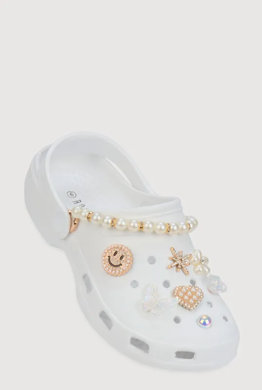 Faux Pearl Rhinestone Charm Slingback Clogs sold by Rainbow