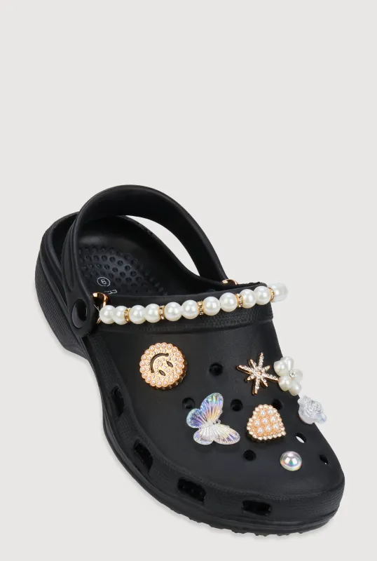 Faux Pearl Rhinestone Charm Slingback Clogs sold by Rainbow