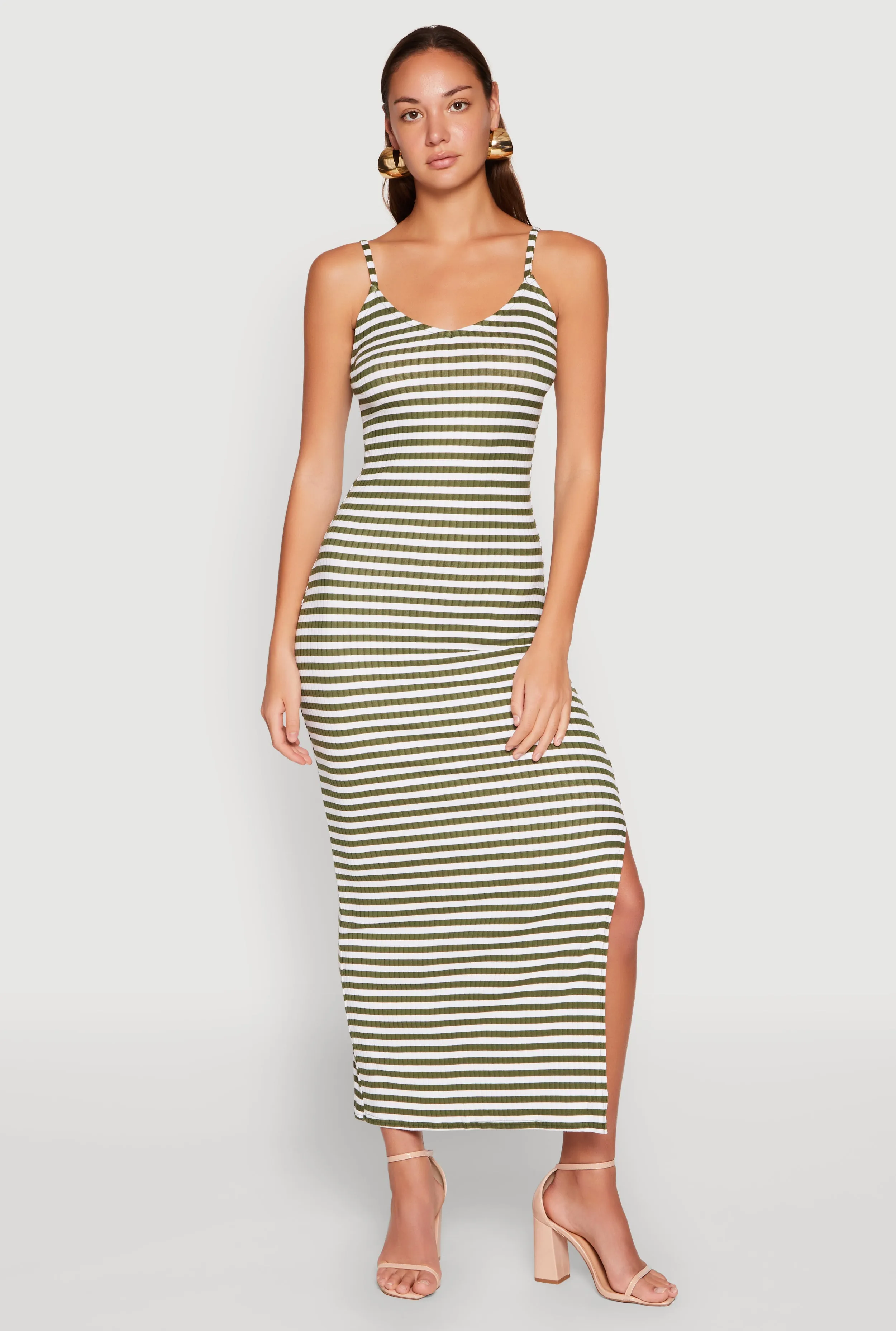 Striped Ribbed Knit Cami Dress sold by Rainbow