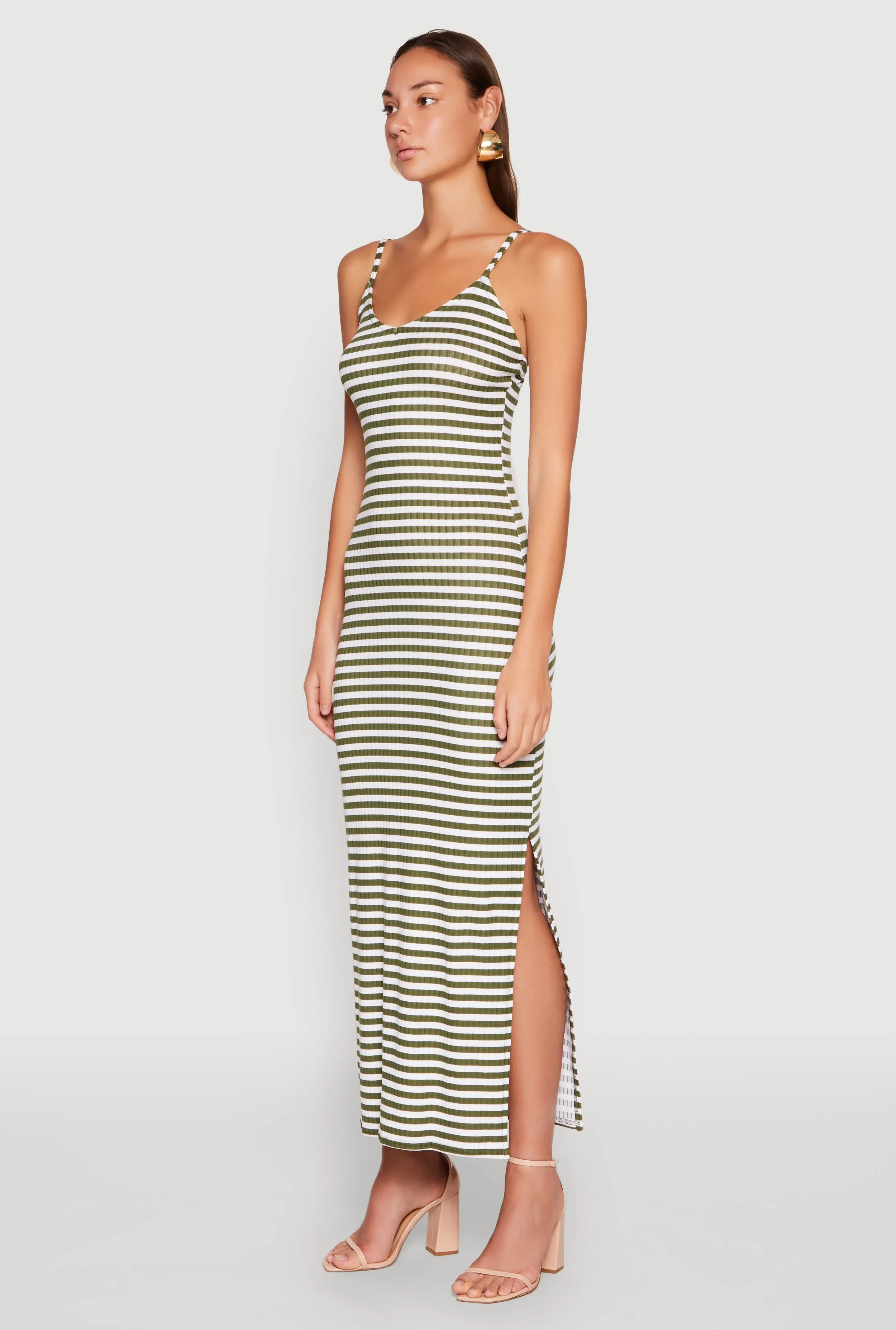 Striped Ribbed Knit Cami Dress sold by Rainbow product image thumbnail 3