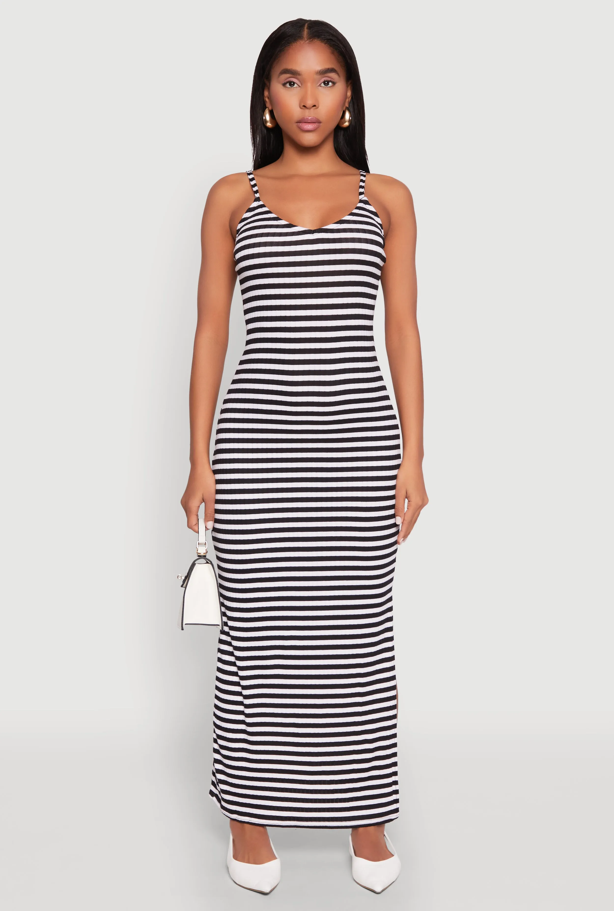 Striped Ribbed Knit Cami Dress sold by Rainbow