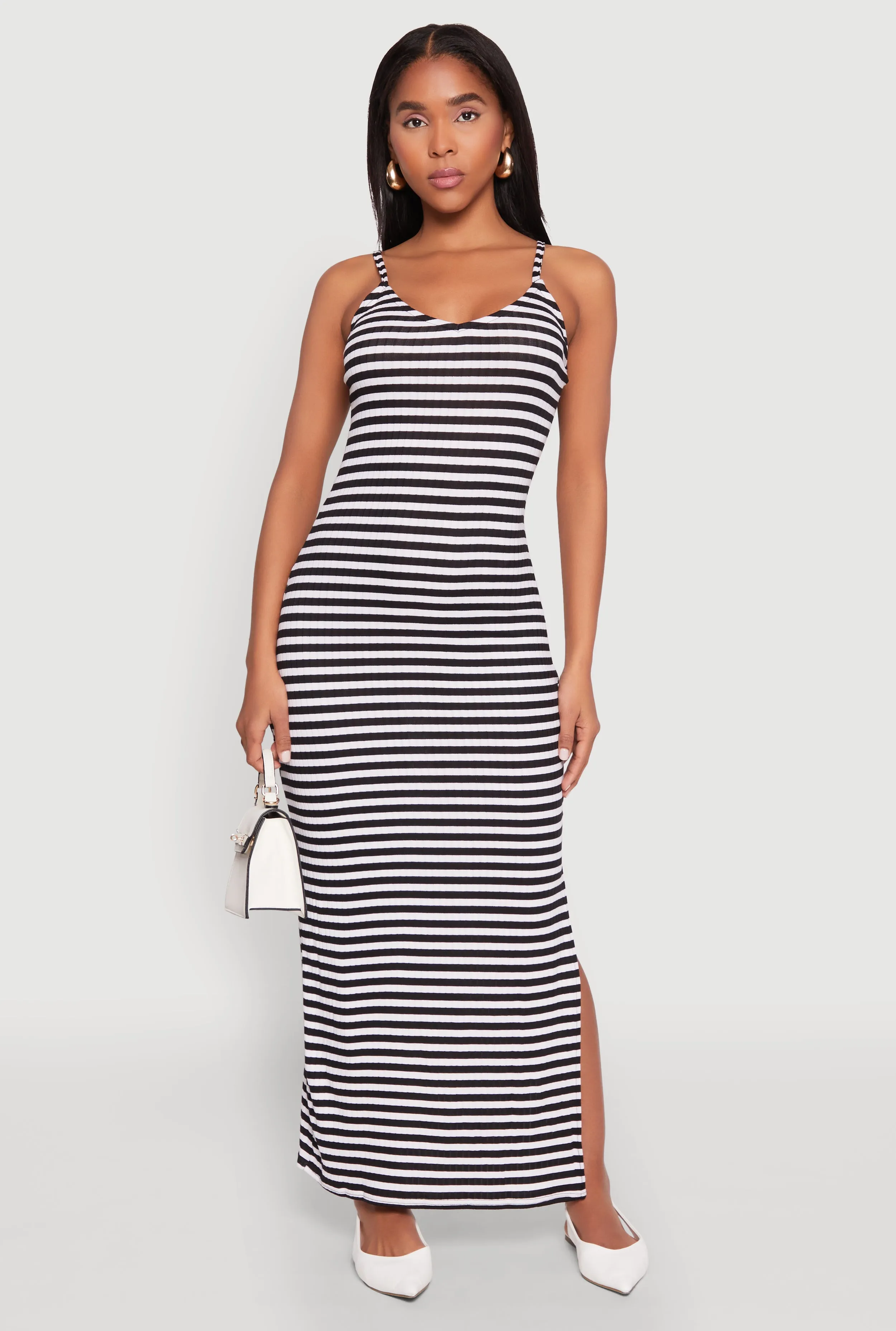 Striped Ribbed Knit Cami Dress sold by Rainbow product image thumbnail 2