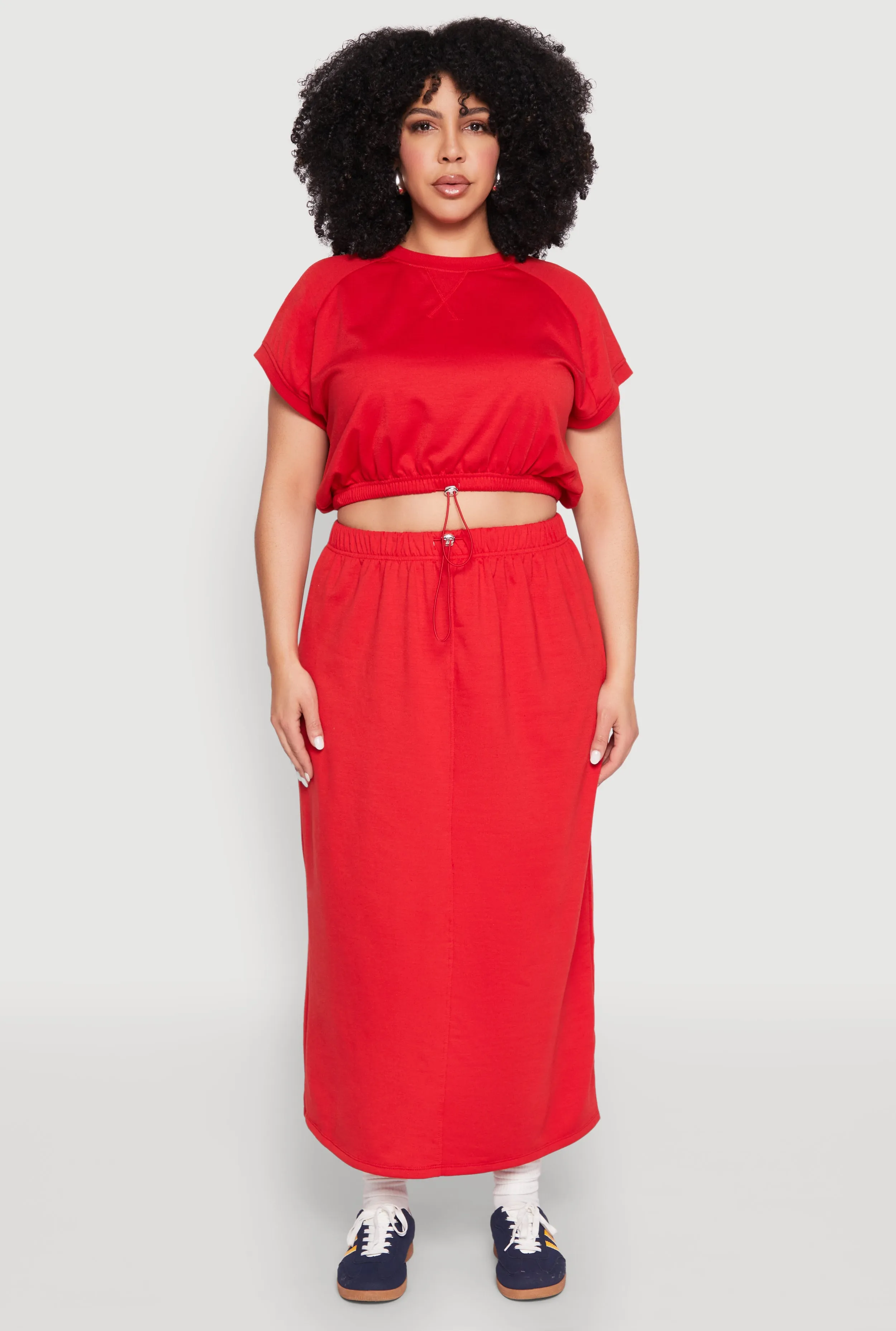 Plus Size Fleece Toggle Drawstring Waist Skirt sold by Rainbow