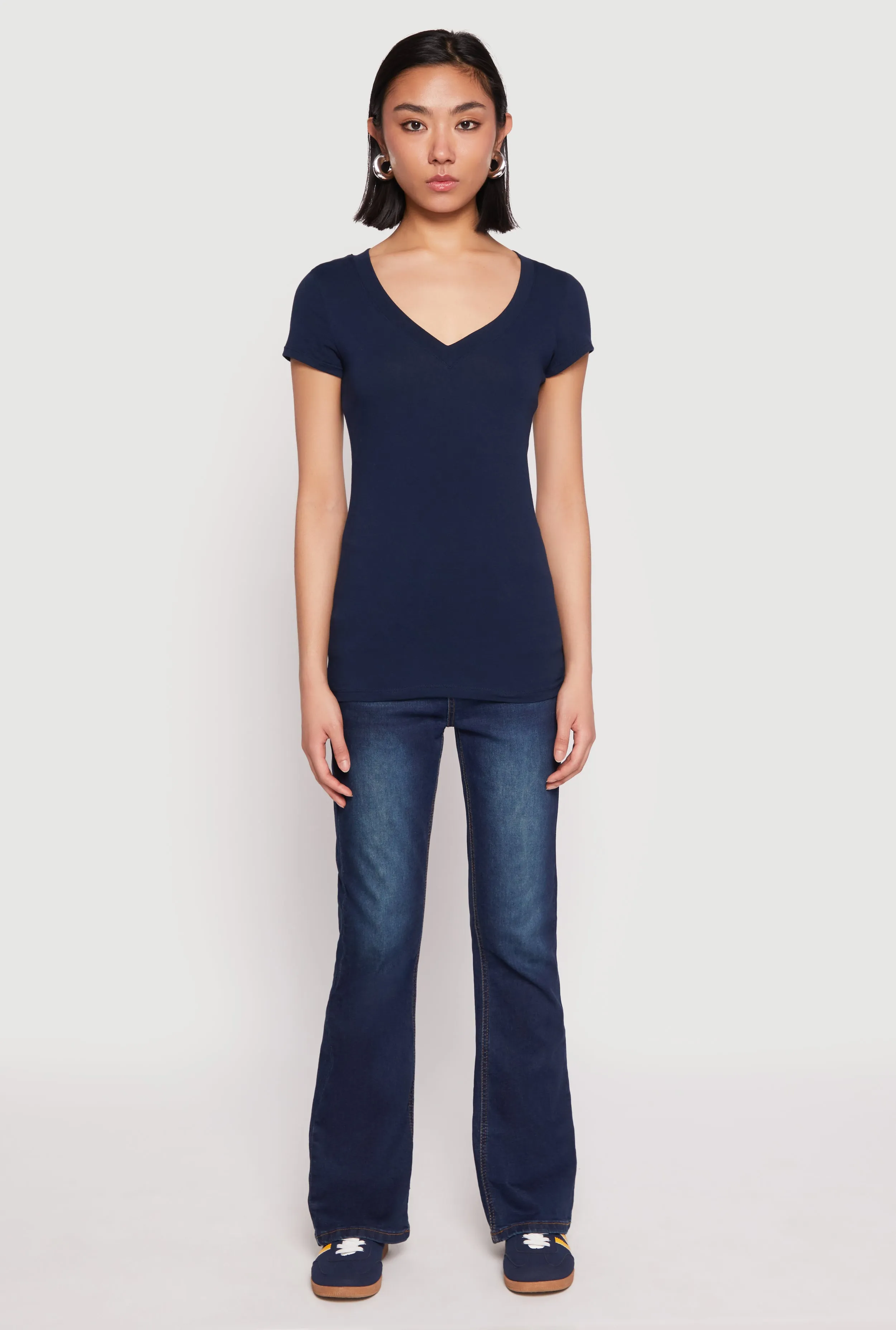 V Neck Basic Short Sleeve Tee sold by Rainbow