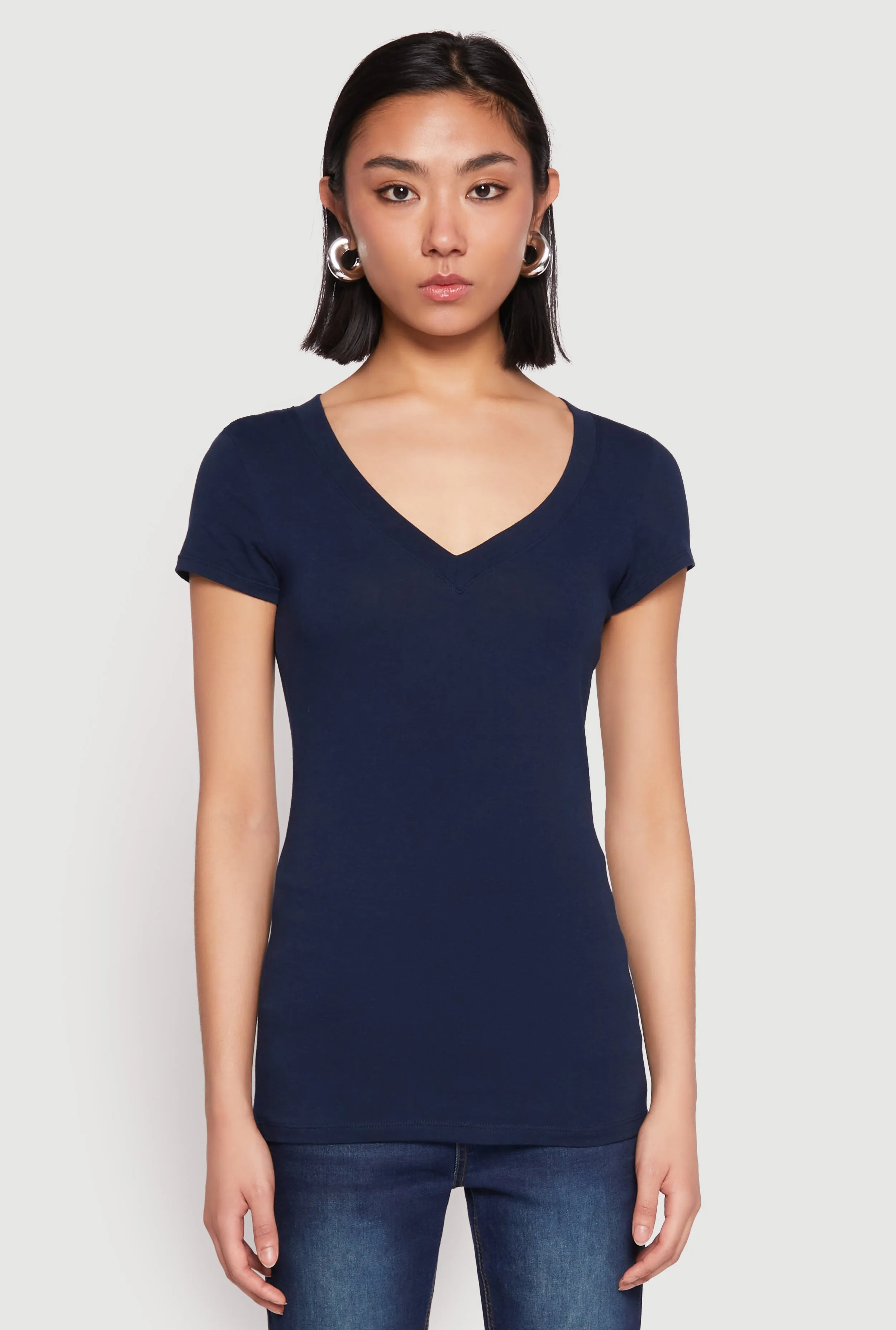 V Neck Basic Short Sleeve Tee sold by Rainbow product image thumbnail 2