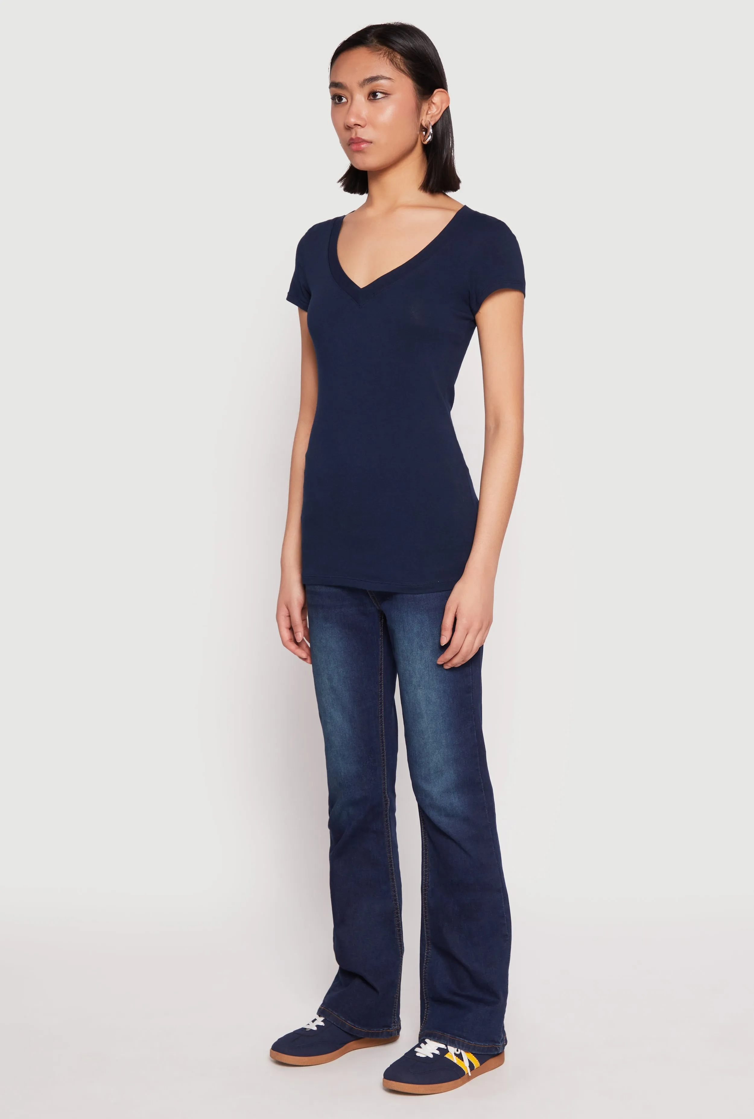 V Neck Basic Short Sleeve Tee sold by Rainbow product image thumbnail 5