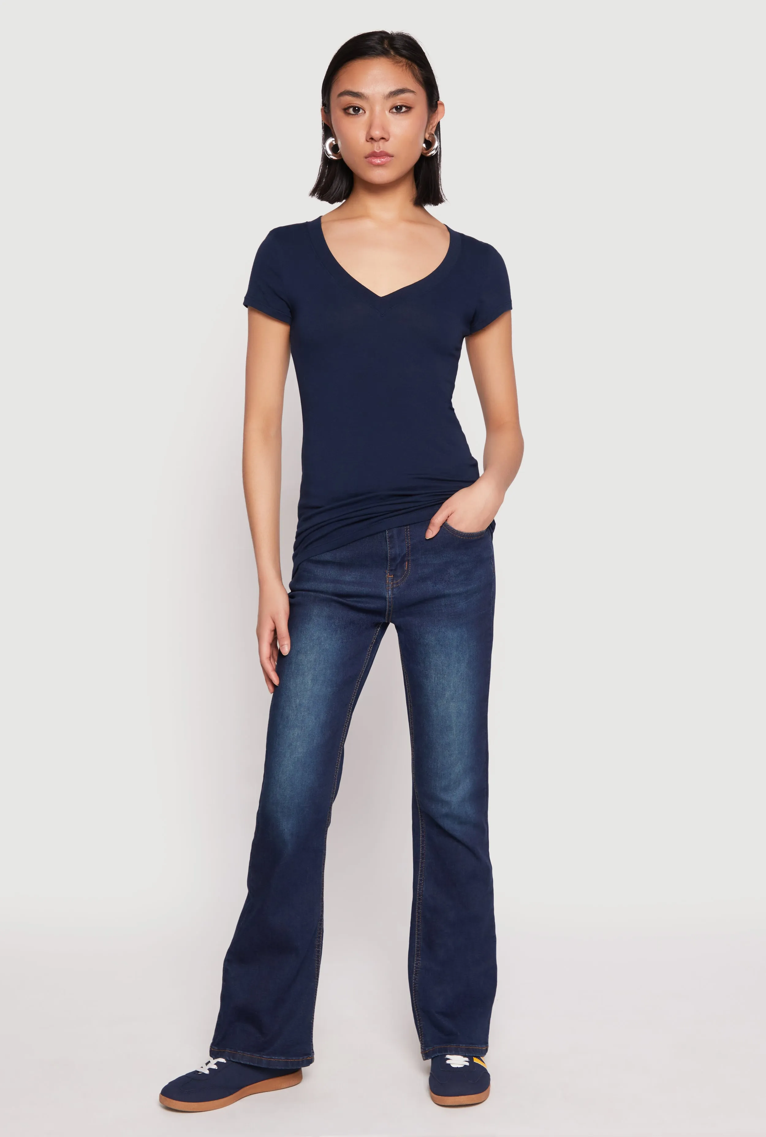 V Neck Basic Short Sleeve Tee sold by Rainbow product image thumbnail 3