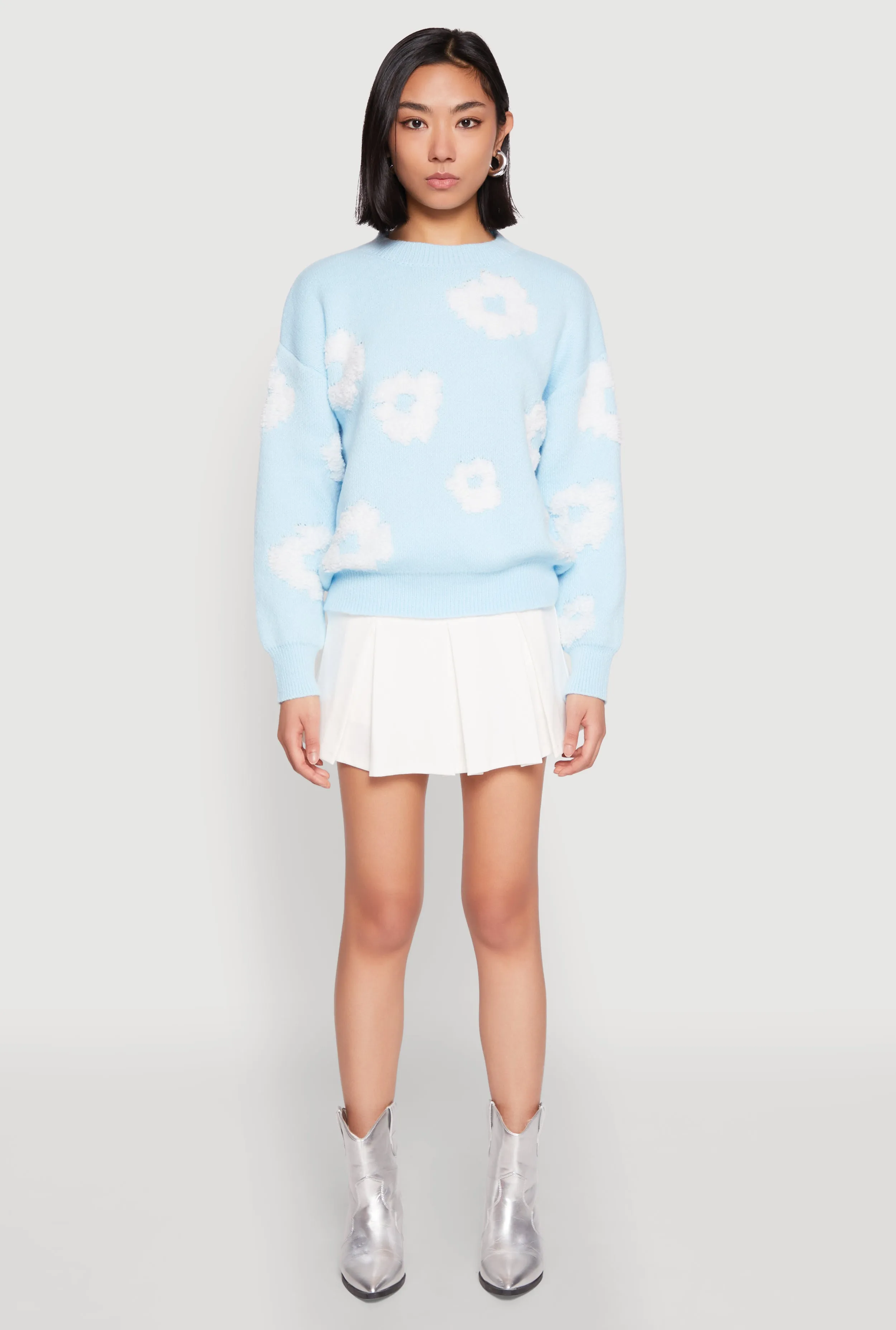 Daisy Flower Tufted Knit Sweater sold by Rainbow